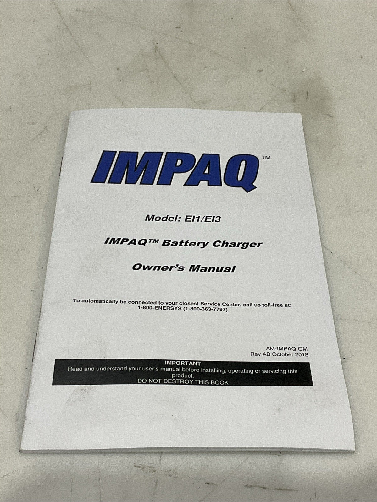 ENERSYS EI3-HL-4Y IMPAQ FORKLIFT L-A FORKLIFT BATTERY CHARGER 480V 50/60HZ (NEW)