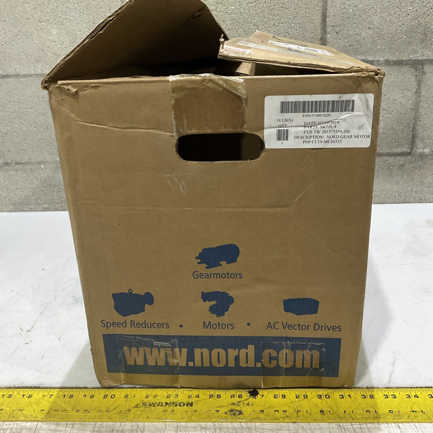 NORD SK71L/4 202640770-100 GEAR MOTOR 60HZ 230/460V 1.90/0.95A .50HP 1720RPM U3S