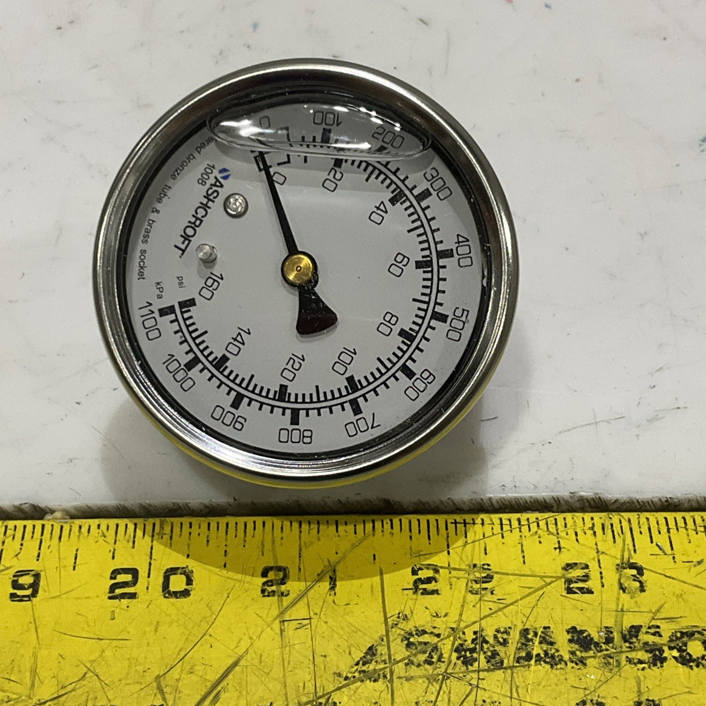 ASHCROFT 63 1008 AL02B 160#-BCE PRESSURE GAUGE GLYCERIN 1100 KPA LOT OF 3 Z2M