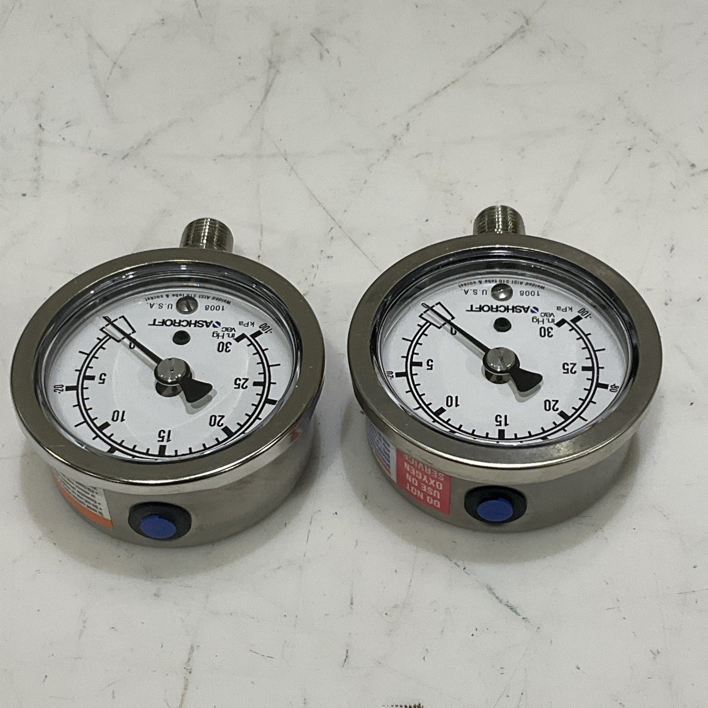 ASHCROFT 63-1008-S-02L-30/0IMV/KP INDUSTRIAL DURALIFE GAUGE 63MM LOT OF 2 Z2M