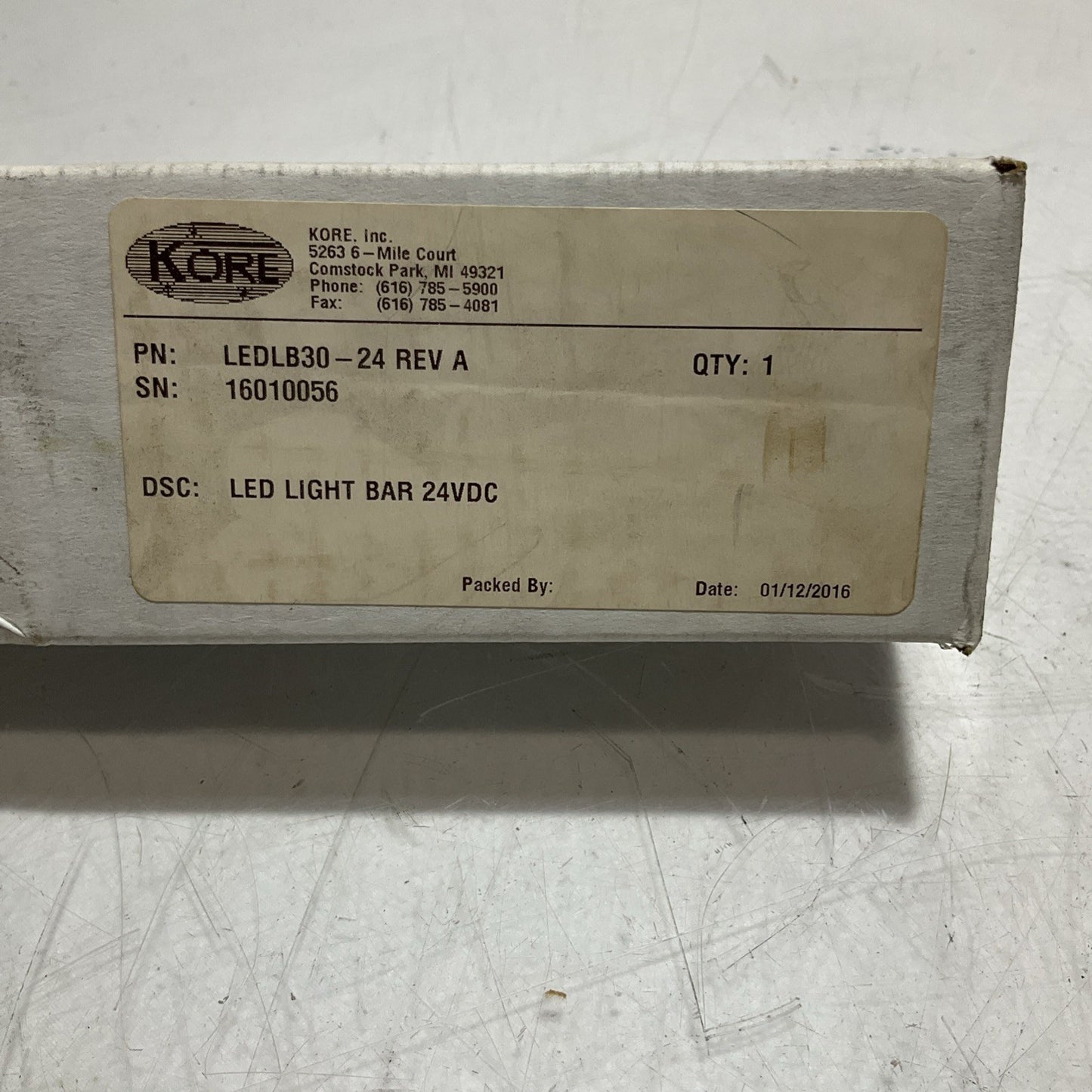 KORE LEDLB30-24 30" LED LIGHT BAR 24VDC U3S