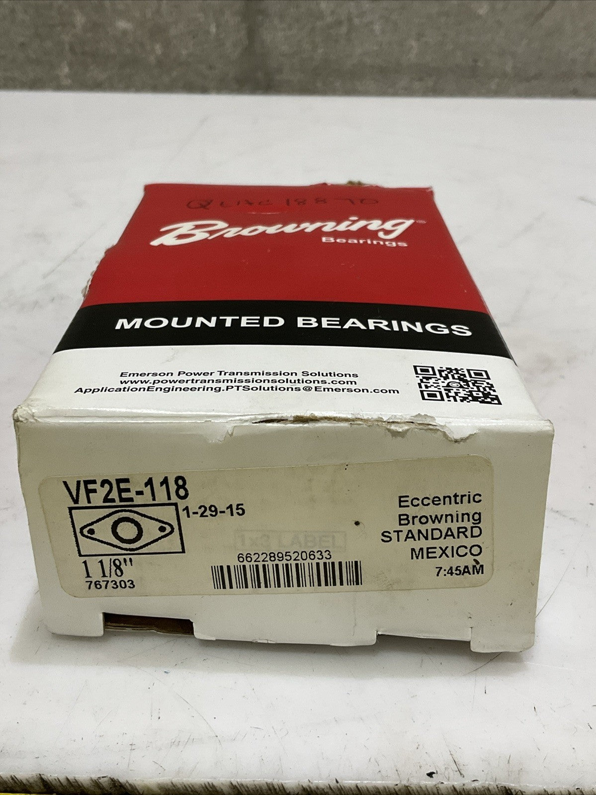 BROWNING VF2E-118 FLANGE MOUNTED BALL BEARING 2 BOLT 1 1/8 IN Z2M