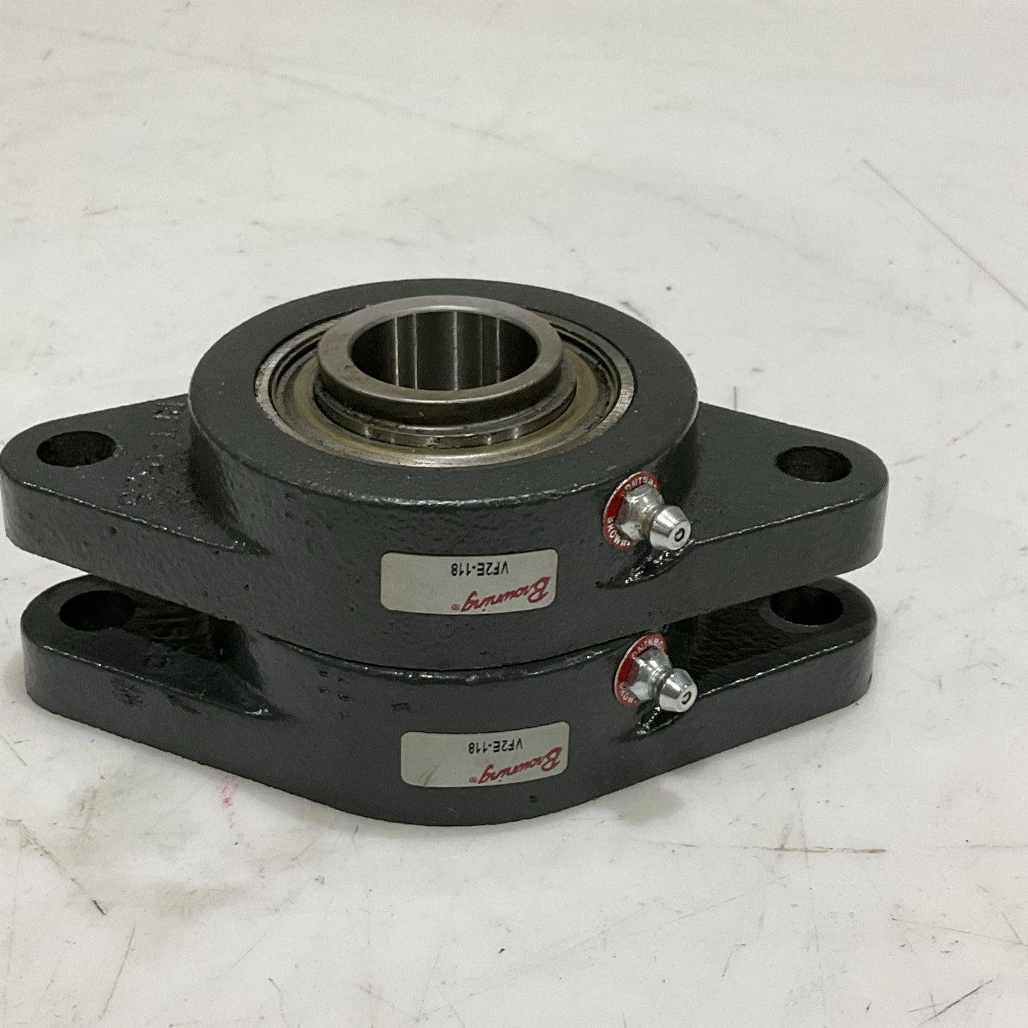 BROWNING VF2E-118 FLANGE MOUNTED BALL BEARING 2 BOLT 1 1/8 IN LOT OF 2 Z2M
