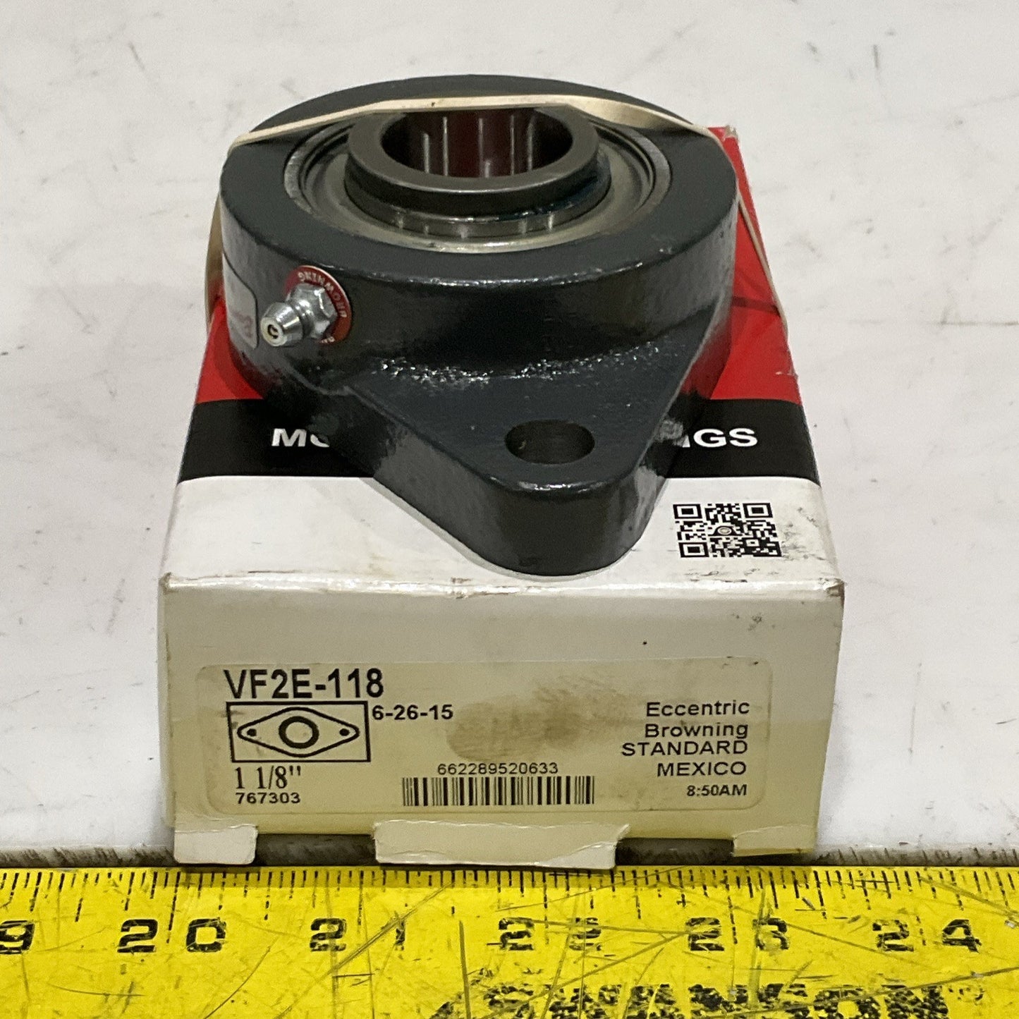 BROWNING VF2E-118 FLANGE MOUNTED BALL BEARING 2 BOLT 1 1/8 IN LOT OF 2 Z2M