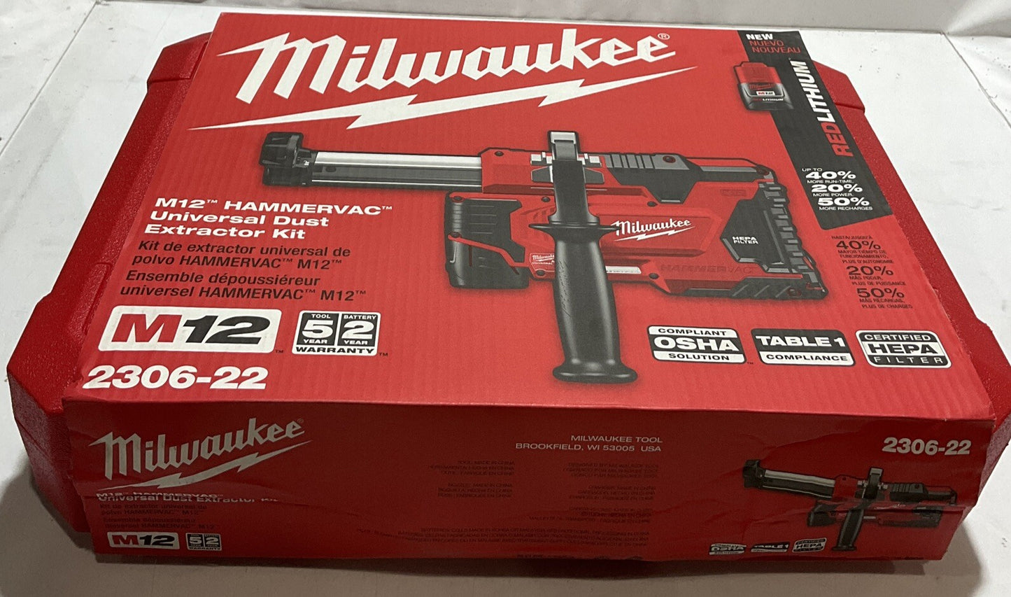 MILWAUKEE M122306-22 HAMMERVAC UNIVERSAL DUST EXTRACTOR KIT U3S