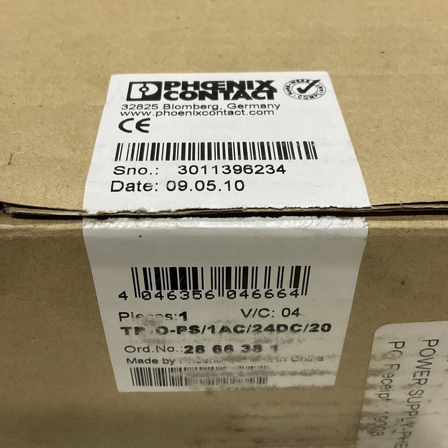 PHOENIX CONTACT TRIO-PS/AC/24DC/20 POWER SUPPLY 100-240 V SEALED IN PLASTIC Z2M