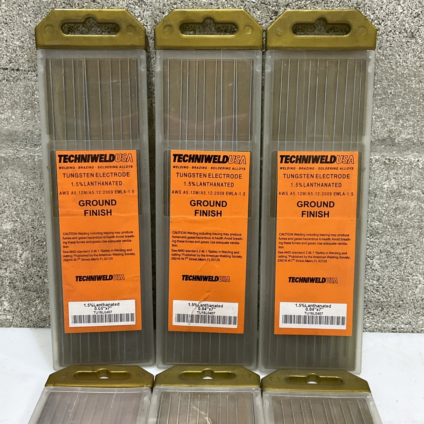 TECHNIWELD TU15L0407 TUNGSTEN ELECTRODE 1.5% LANTHANATED 0.04 X 7 LOT OF 60 Z2M