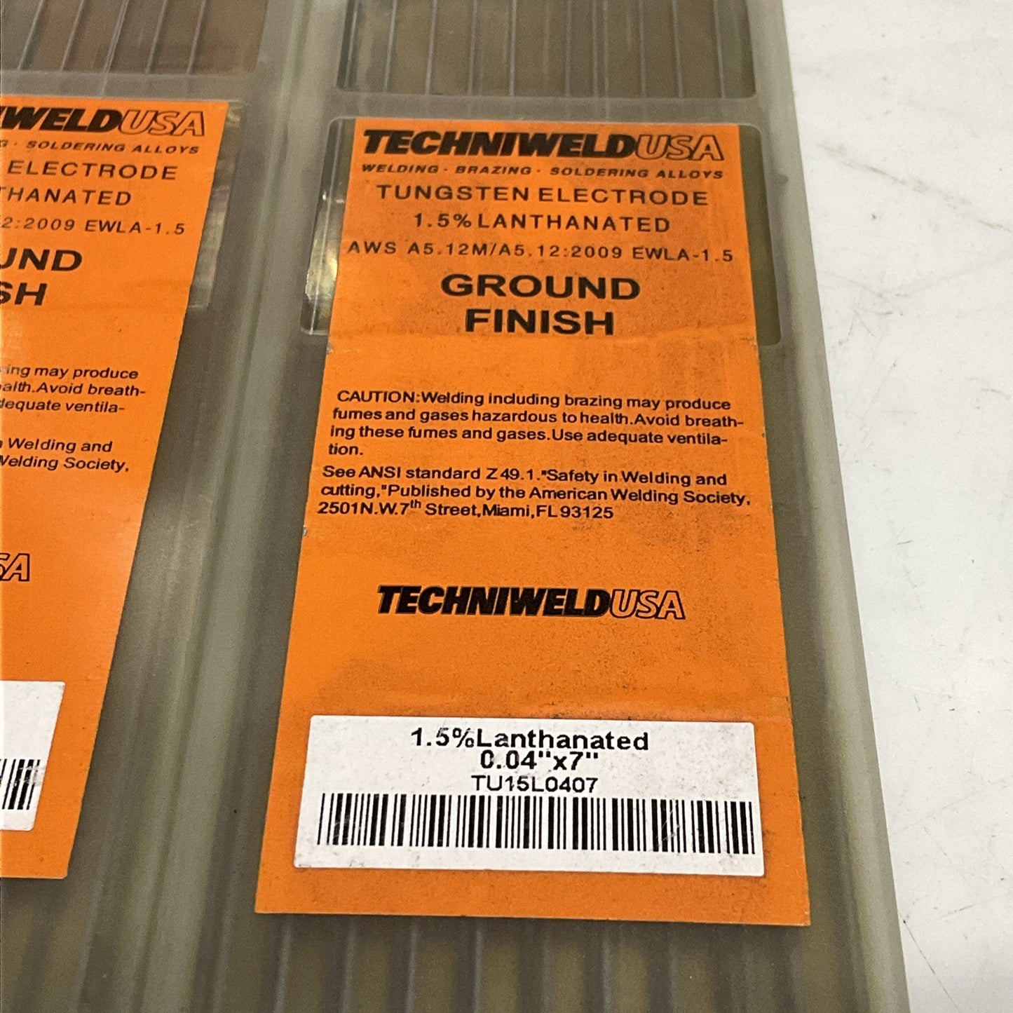 TECHNIWELD TU15L0407 TUNGSTEN ELECTRODE 1.5% LANTHANATED 0.04 X 7 LOT OF 60 Z2M