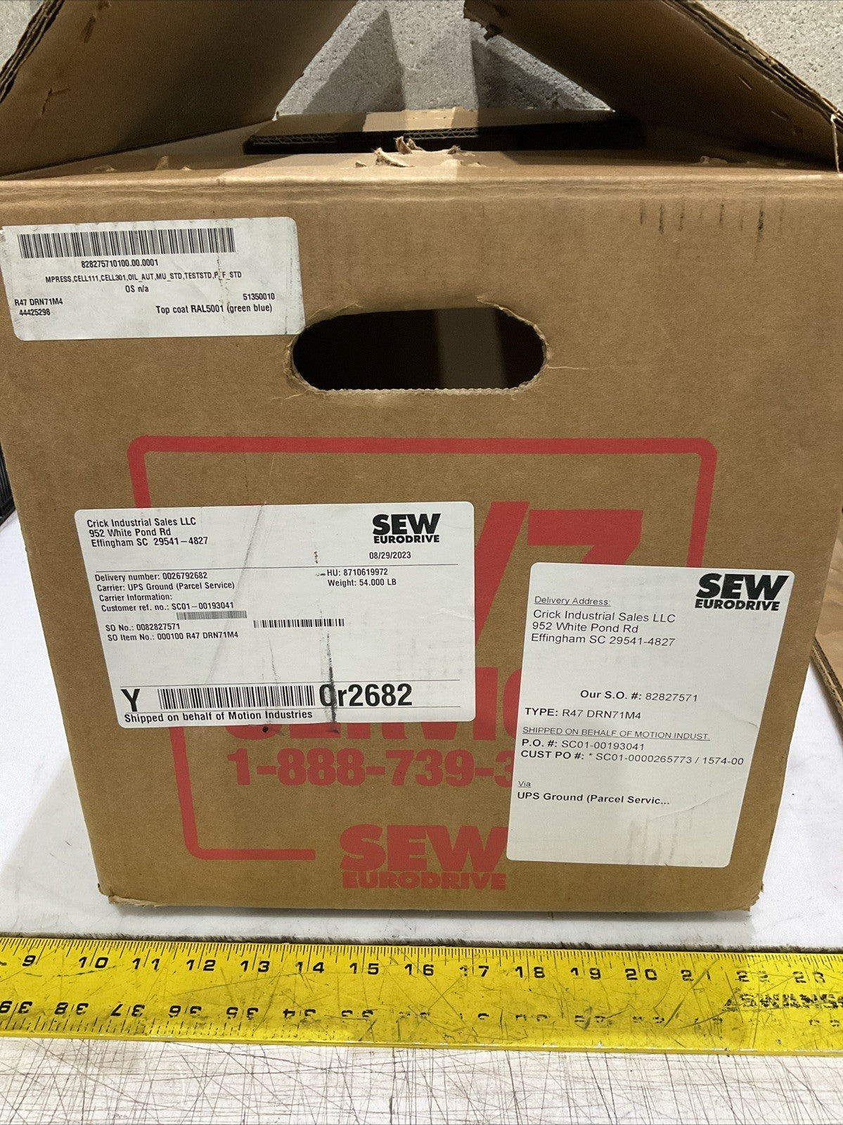 SEW-EURODRIVE R47 DRN71M4 GEAR MOTOR R47DRN71M4 460 V 60 HZ 1730 RPM Z2M