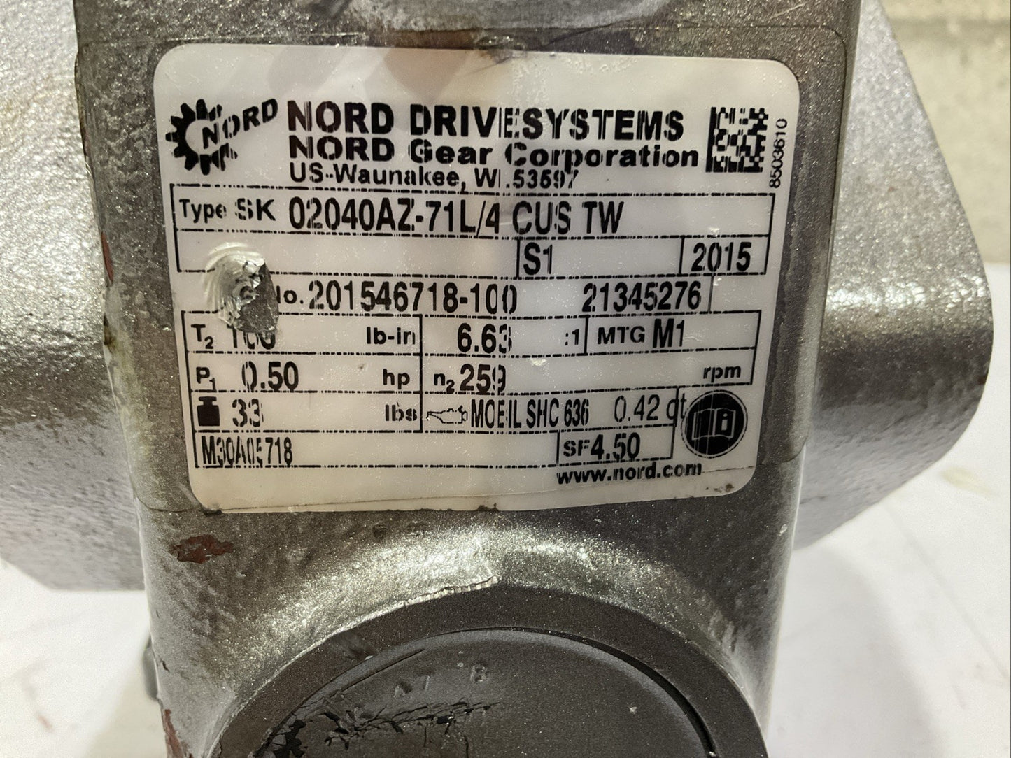 NORD SK71L/4 CUS TW 201546718-100 GEAR MOTOR SK02040AZ-71L/4 CUS TW Z2M
