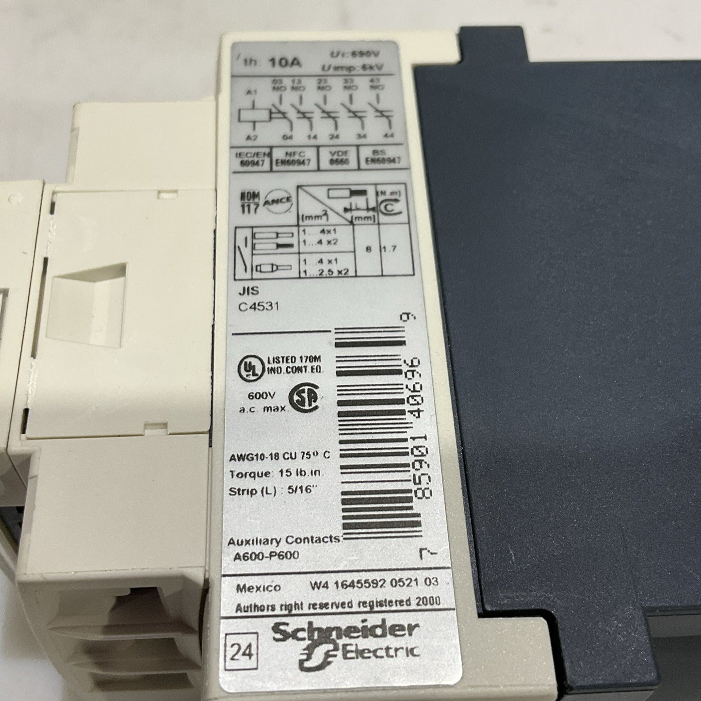 SQUARE D TELEMECANIQUE CAD50BL CONTROL RELAY 24V CAD50BL40696 Z2M