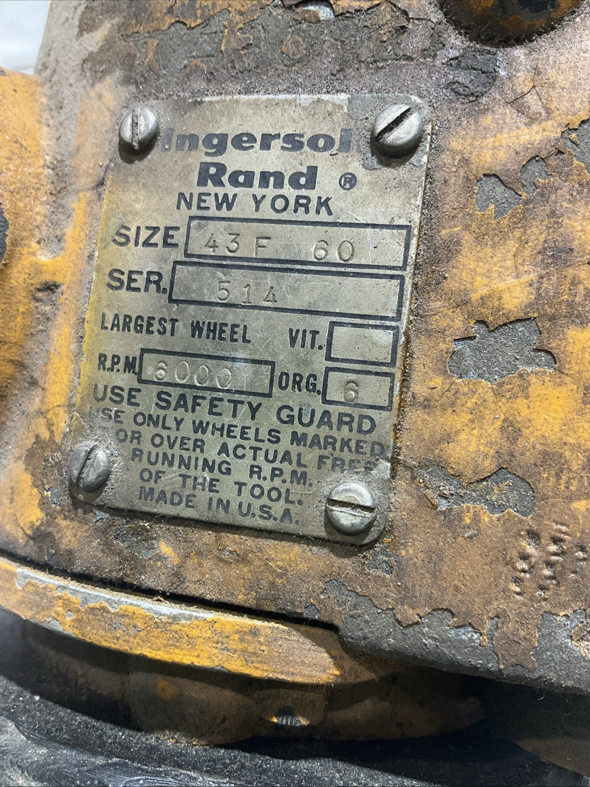 INGERSOL RAND 1914568 - 43F60 SERIE 514 PNEMATIC GRINDER 6000RPM U3S