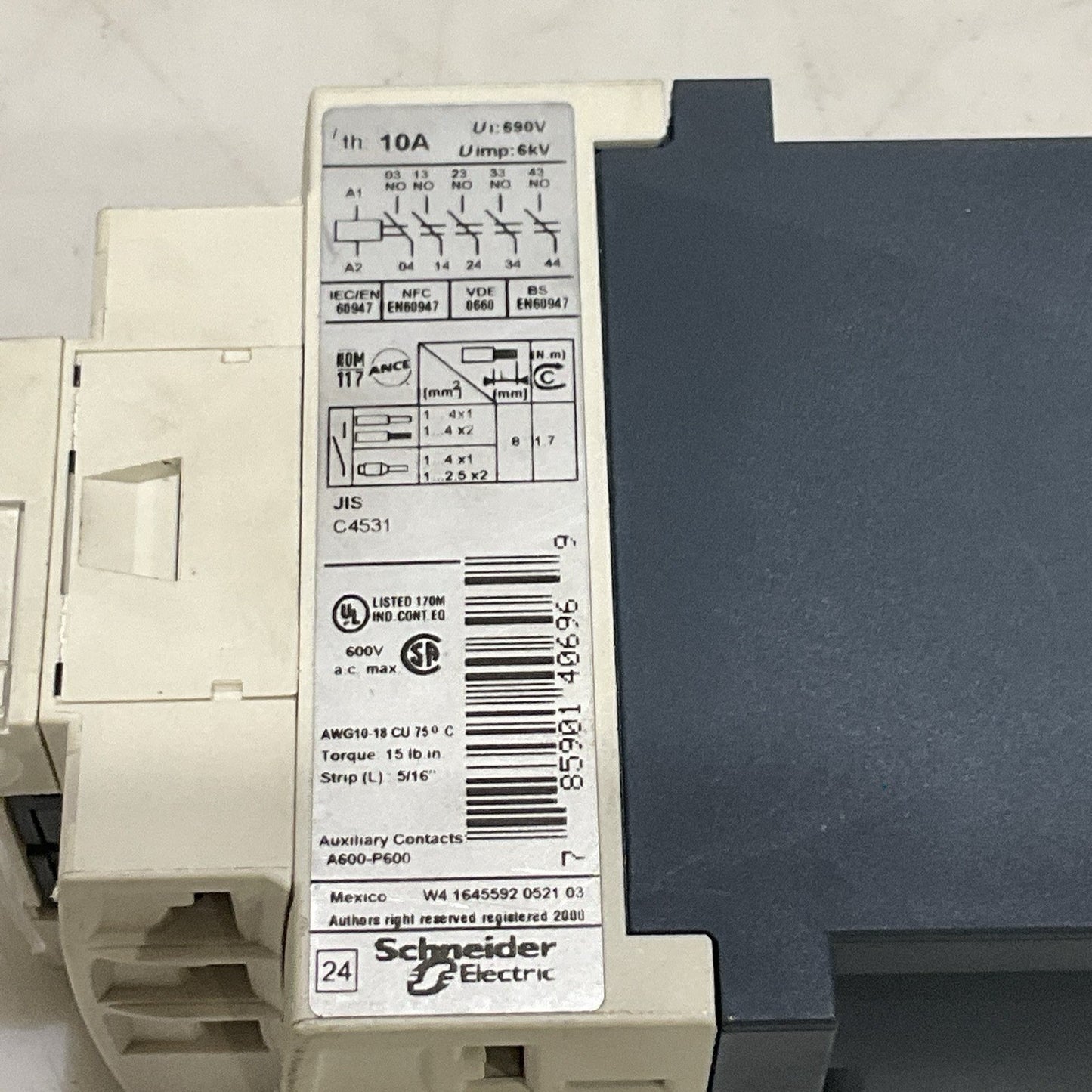 SQUARE D TELEMECANIQUE CAD50BL CONTROL RELAY 24V CAD50BL40696 Z2M