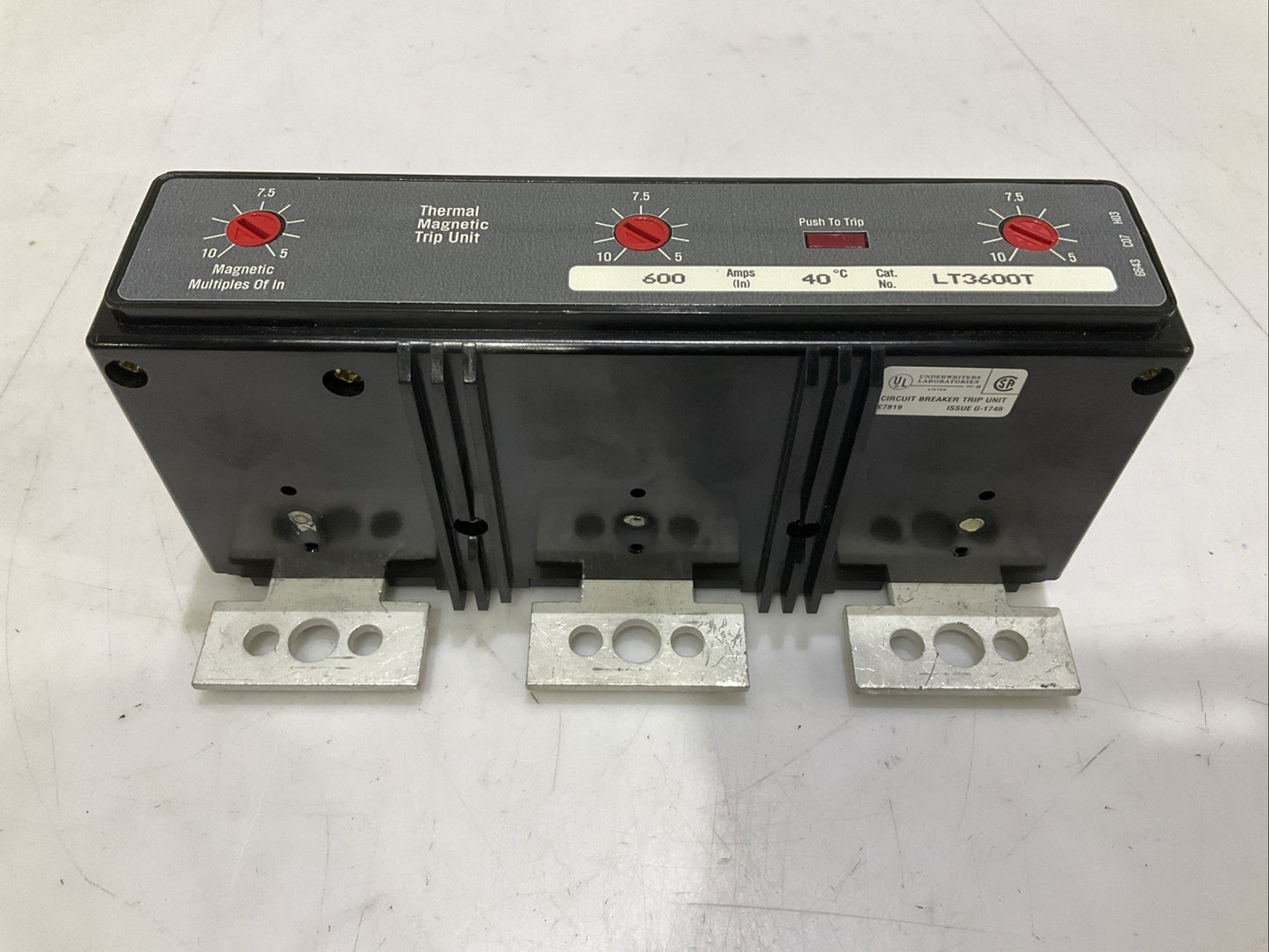 WESTINGHOUSE LT3600T THERMAL MAGNETIC TRIP UNIT 600 A 3 P 40 C Z2M