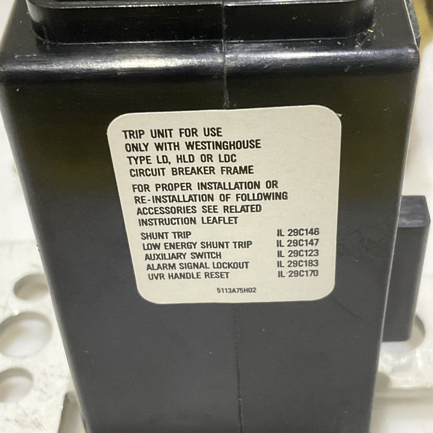 WESTINGHOUSE LT3600T THERMAL MAGNETIC TRIP UNIT 600 A 3 P 40 C Z2M