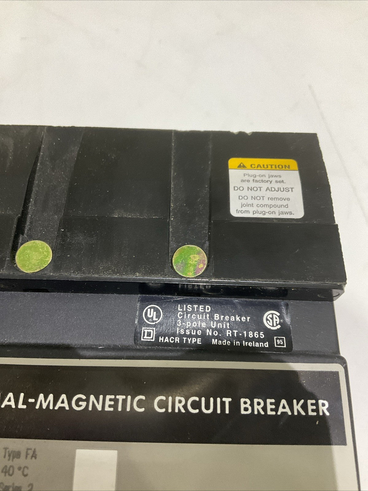 SQUARE D FA34015 MAGNETIC CIRCUIT BREAKER 3P 15A 480V 50/60HZ 250 VDC Z2M