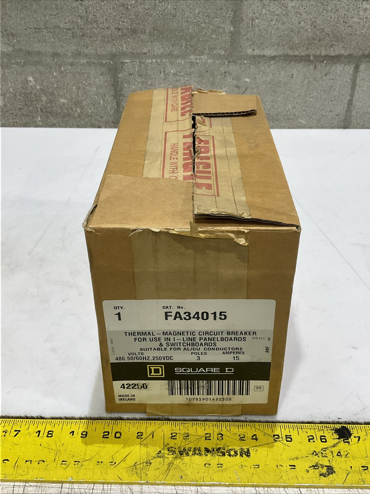 SQUARE D FA34015 MAGNETIC CIRCUIT BREAKER 3P 15A 480V 50/60HZ 250 VDC Z2M