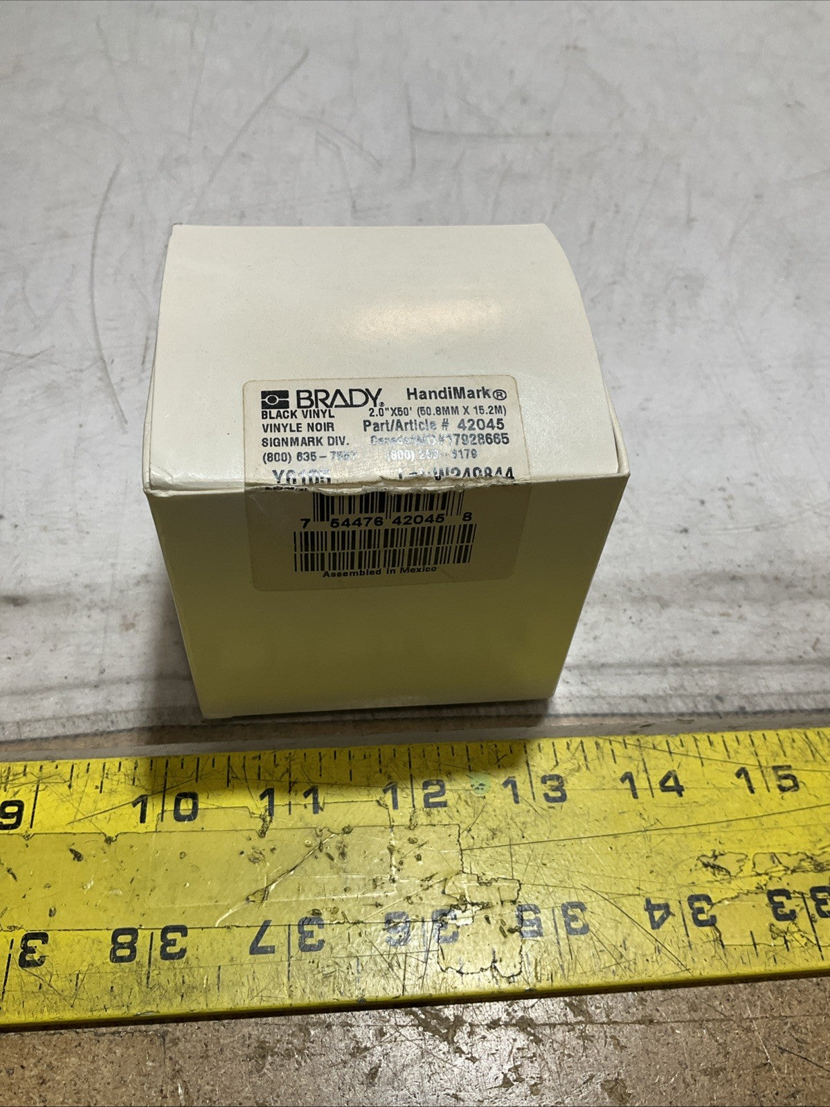 BRADY HANDIMARK Y6105 42045 W249844 BLACK VINYLE NOIR 2.0X50 LABEL TAPE Z2M