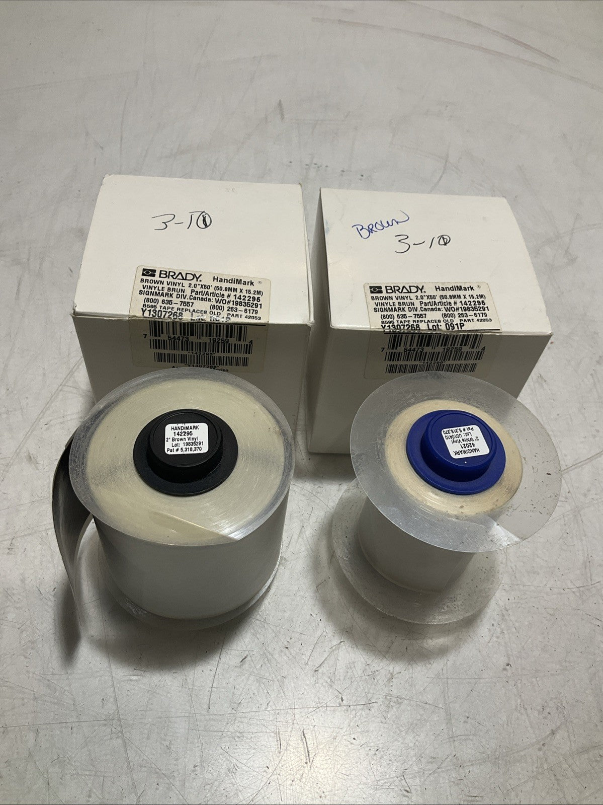 BRADY HANDIMARK Y1307268-142295-42021 BROWN VINYL 2.0X50 LABEL TAPE LOT OF 2 Z2M