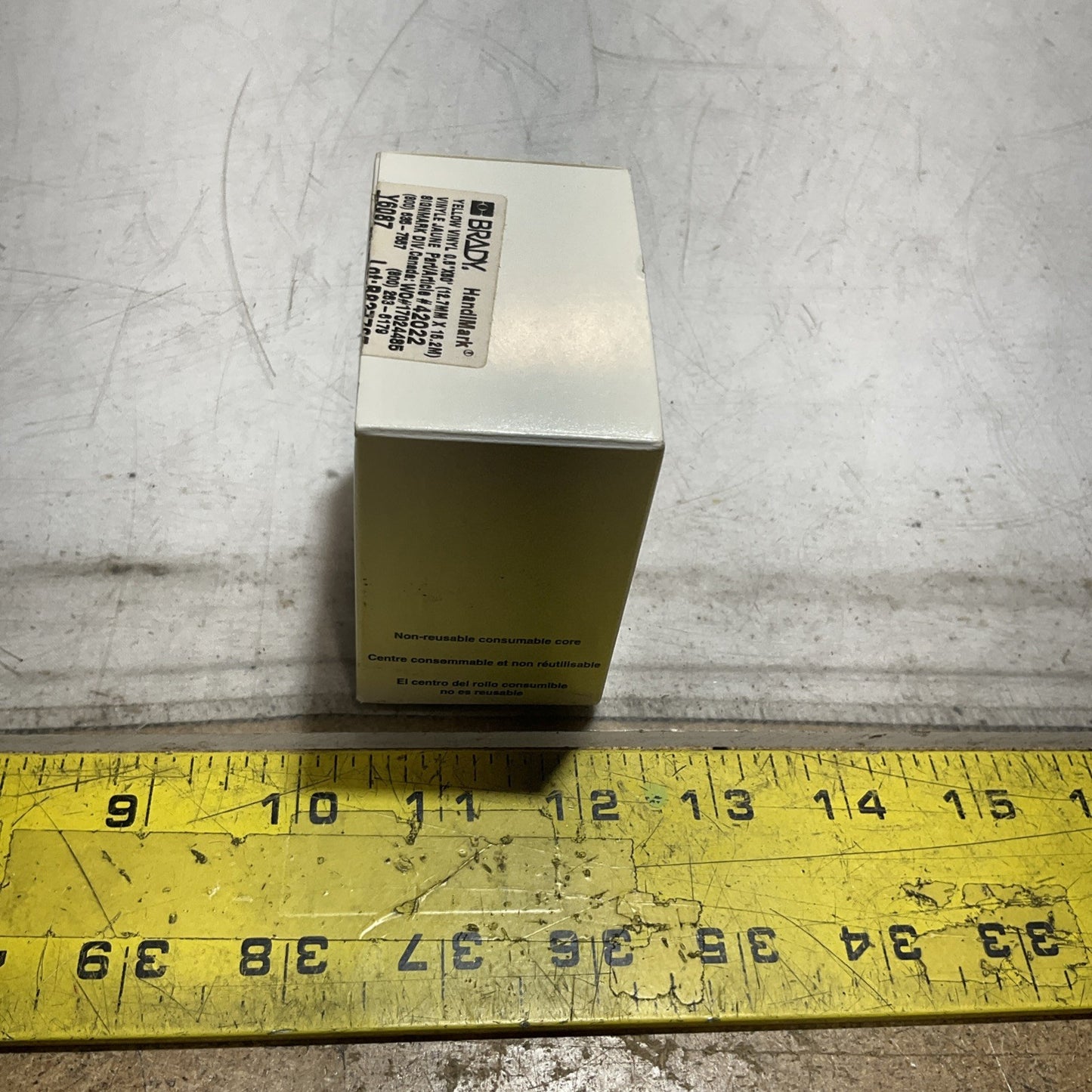 BRADY HANDIMARK 42022 Y6087 YELLOW VINYL 0.50X60 12.7MX15.2M LABEL TAPE X2M