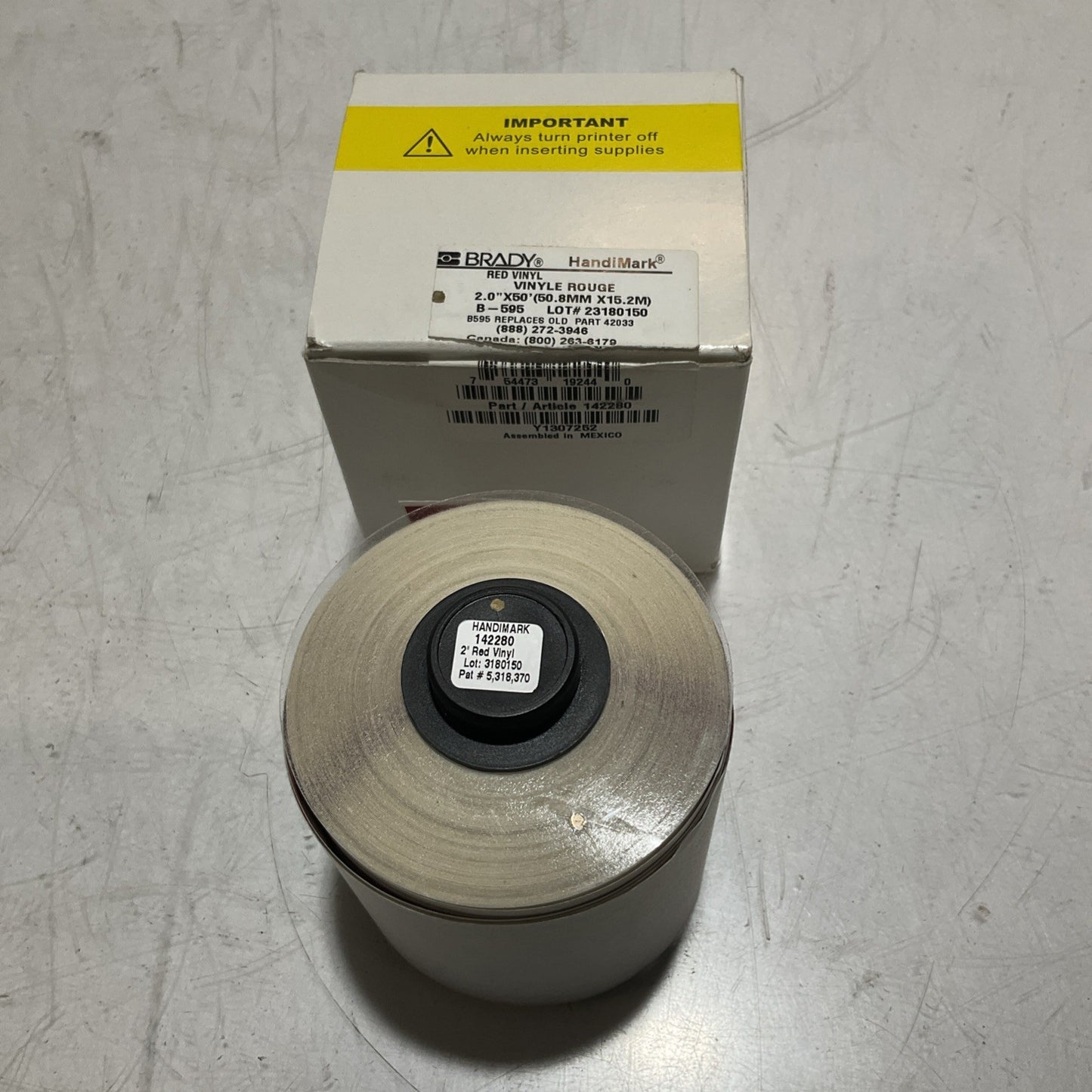 BRADY HANDIMARK 142280 23180150 RED VINYL 2.0X50 B-595 Z2M