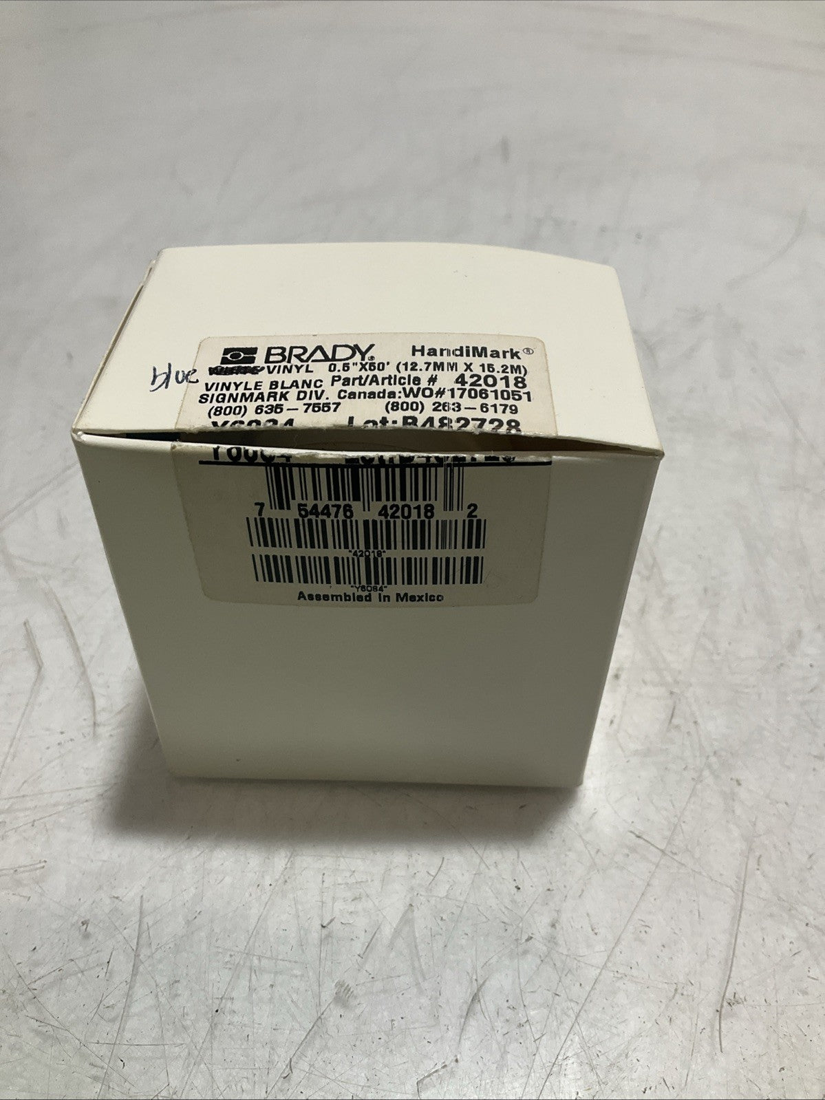 BRADY HANDIMARK Y6084 42133 -42018 BLUE VINYL 0.50X50 12.7MX15.2 Z2M