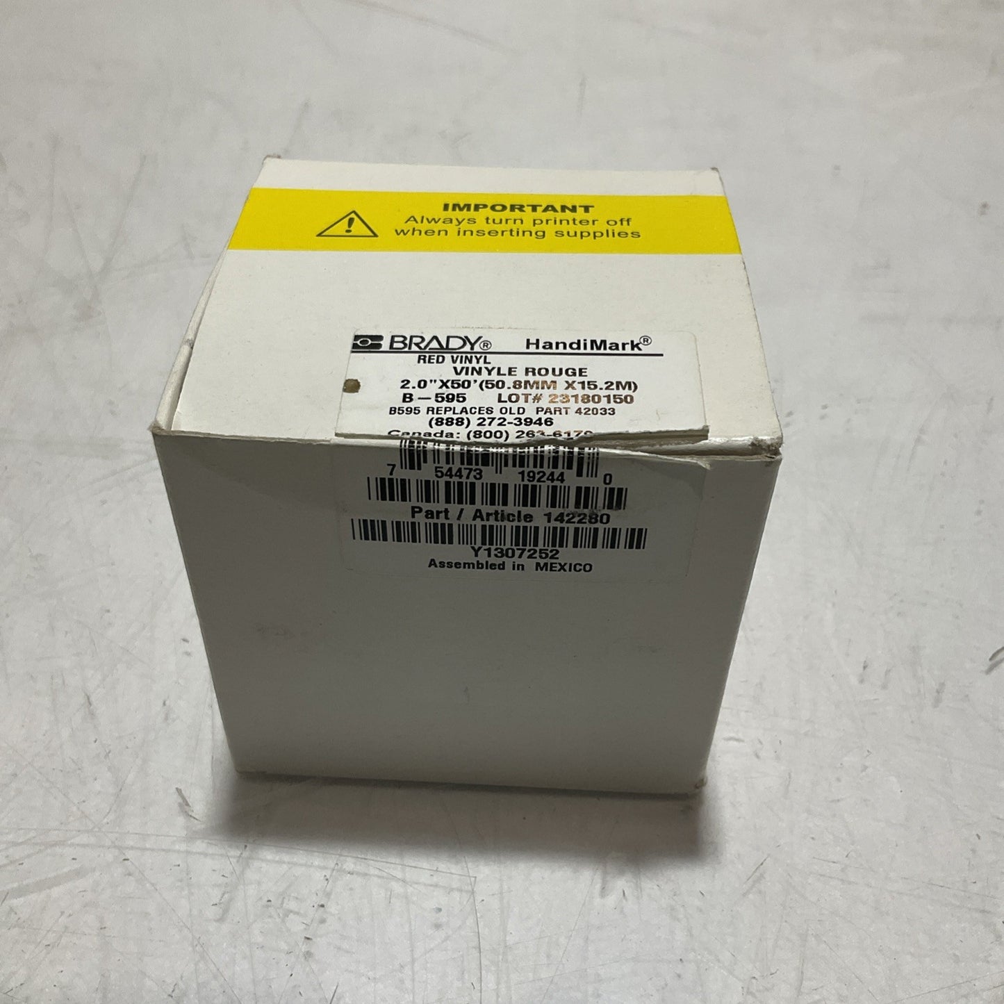 BRADY HANDIMARK 142280 23180150 RED VINYL 2.0X50 B-595 Z2M