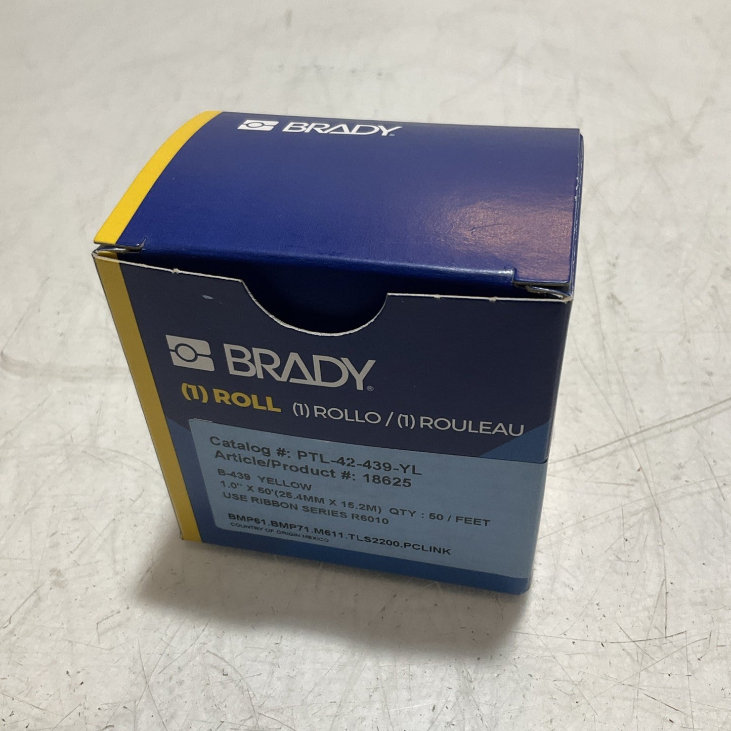 BRADY PLT-42-439-YL 18625 B-439 YELLOW VINY LABEL TAPE FOR 24.4M 15.2M Z2M