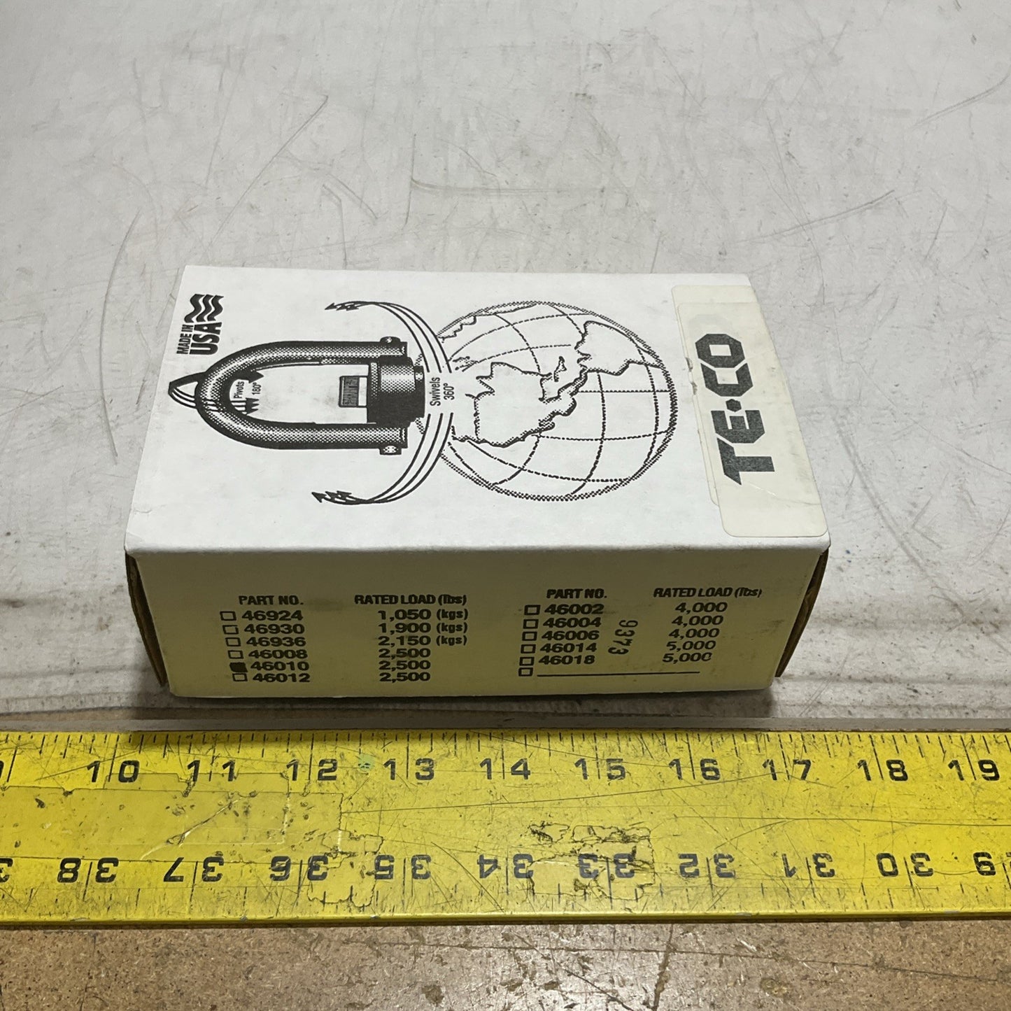 TE-CO AK46010 SAFETY SWIVEL HOIST RING 2500LB Z2M