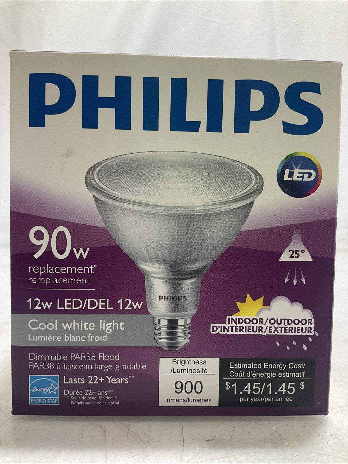 PHILIPS LED 90W 12W LED/DEL12W COOL WHITE LIGHT 900BRIGHTNESS LOT OF 2 Z2M