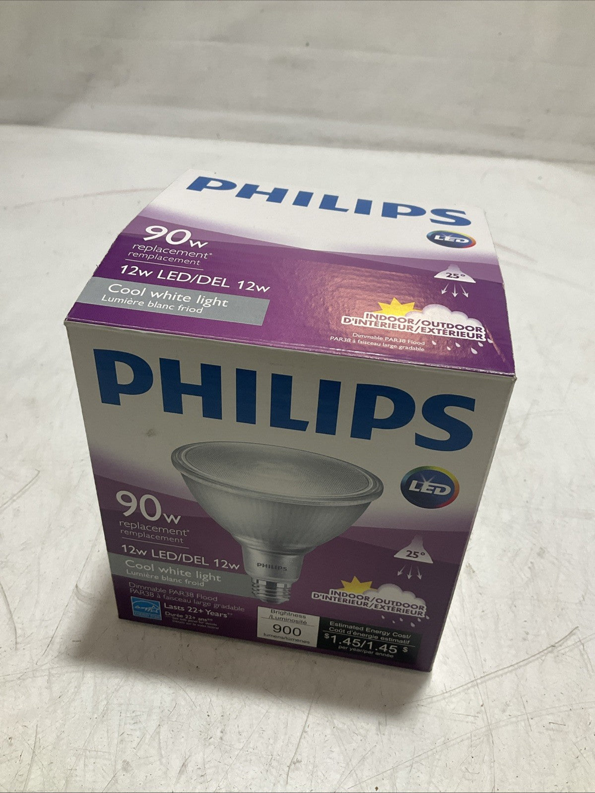 PHILIPS LED 90W 12W LED/DEL12W COOL WHITE LIGHT 900BRIGHTNESS LOT OF 2 Z2M