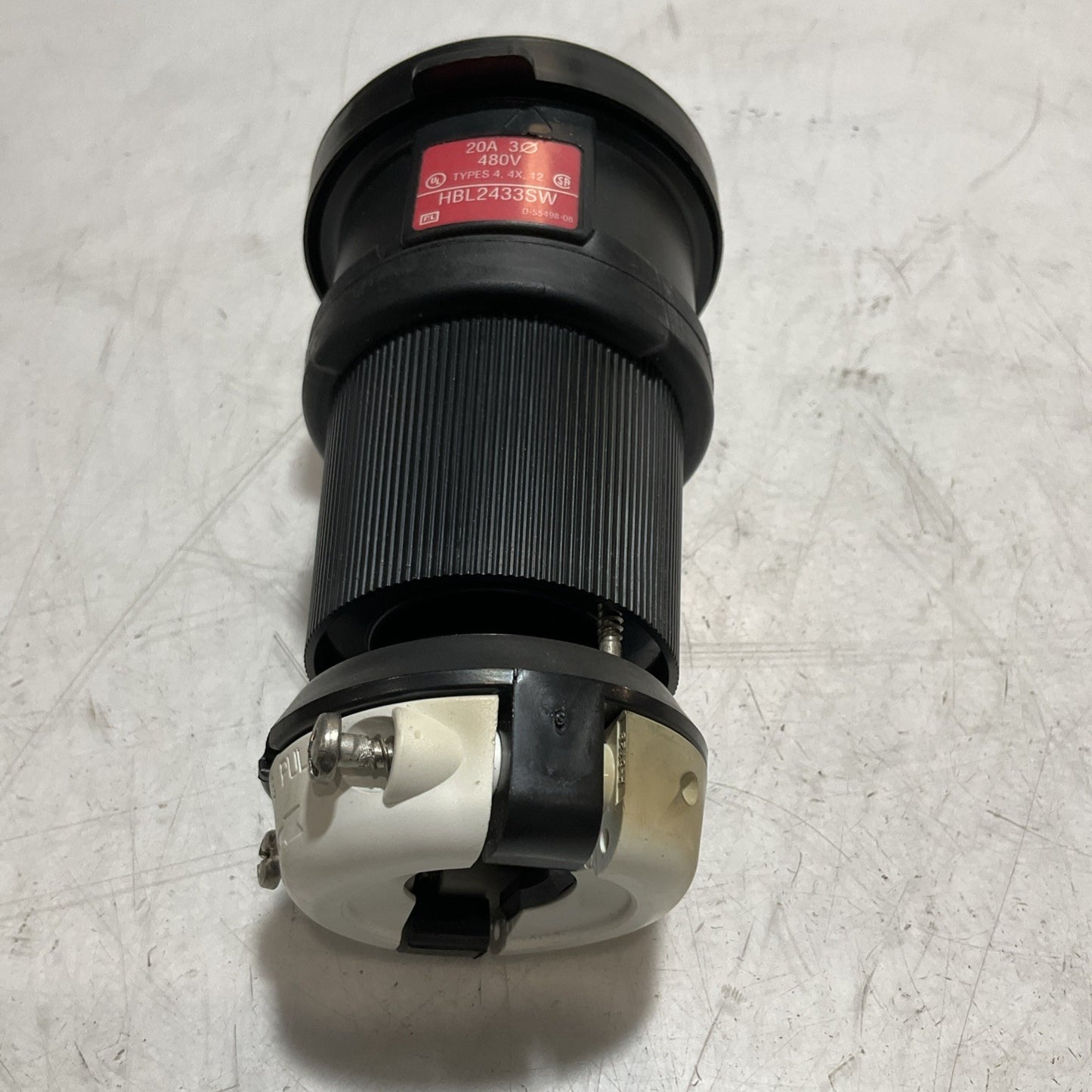 HUBBELL HBL2433SW AC CONNECTOR BODY 20A 480V FEMALE BLACK WATERTIGHT U3S