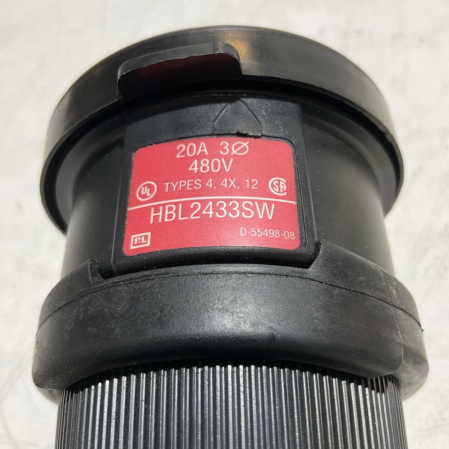 HUBBELL HBL2433SW AC CONNECTOR BODY 20A 480V FEMALE BLACK WATERTIGHT U3S