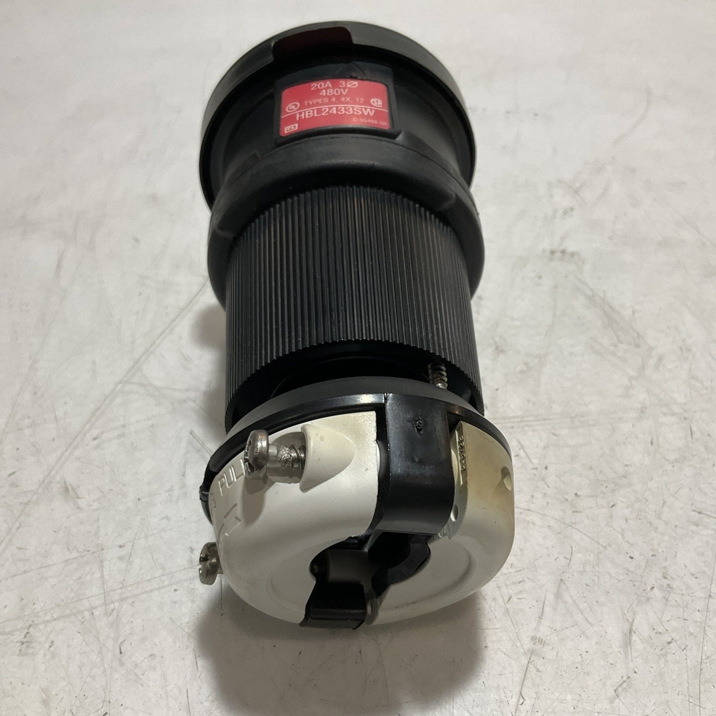 HUBBELL HBL2433SW AC CONNECTOR BODY 20A 480V FEMALE BLACK WATERTIGHT U3S