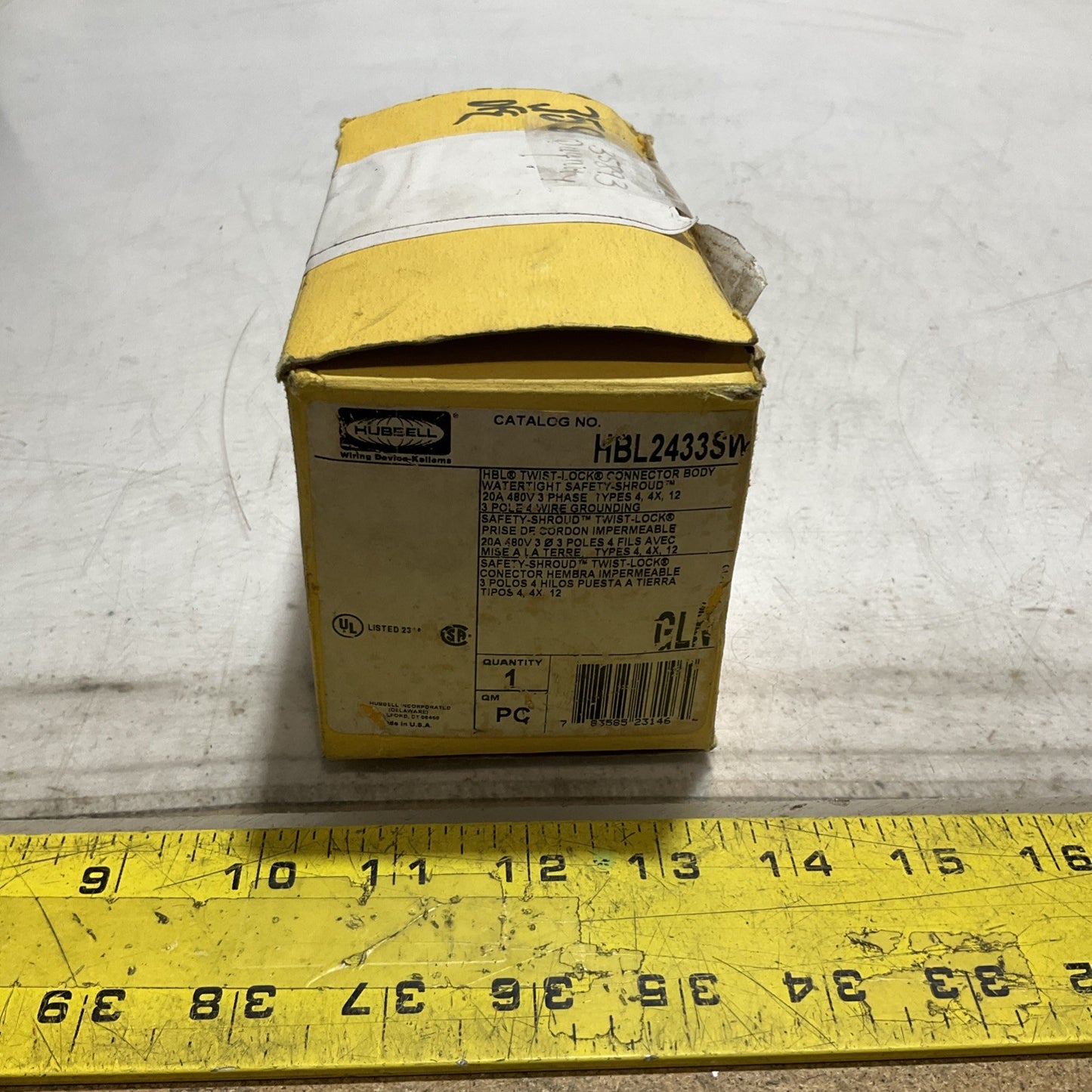 HUBBELL HBL2433SW AC CONNECTOR BODY 20A 480V FEMALE BLACK WATERTIGHT U3S