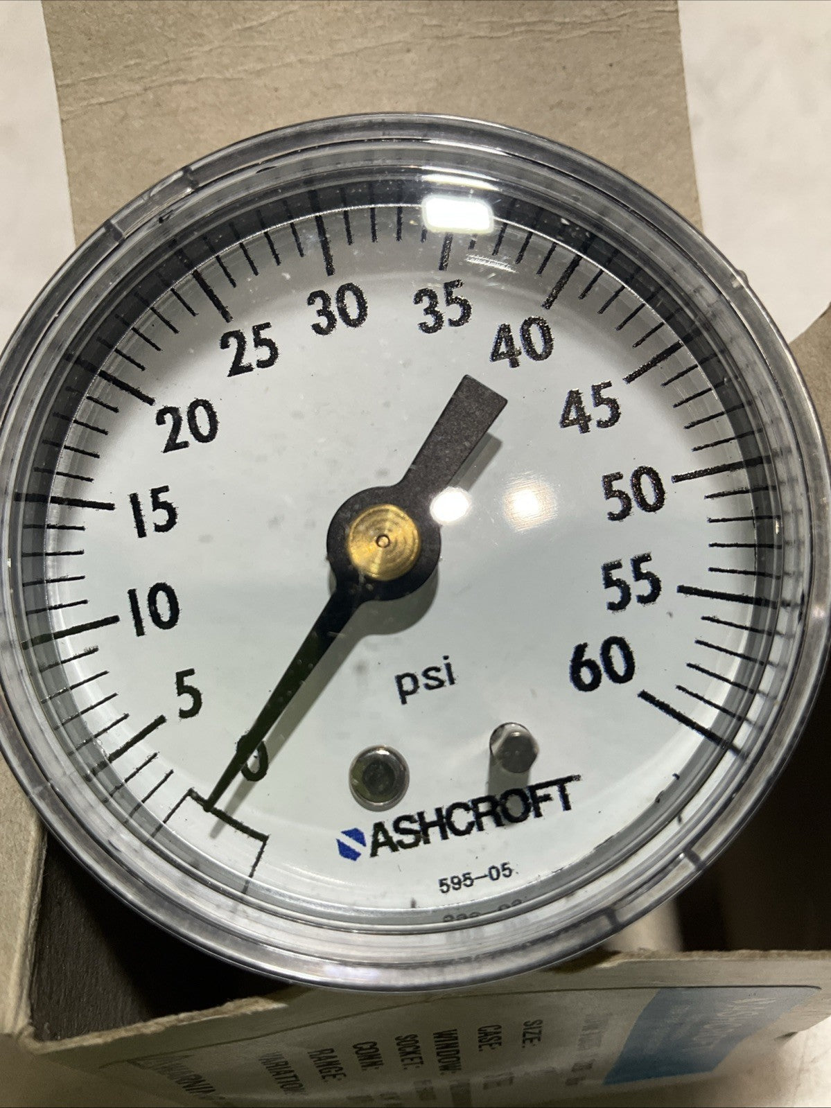 ASHCROFT 595-05 INDUSTRIAL PRESSURE GAUGE POLYCARBONATE 0/60PSI Z2M