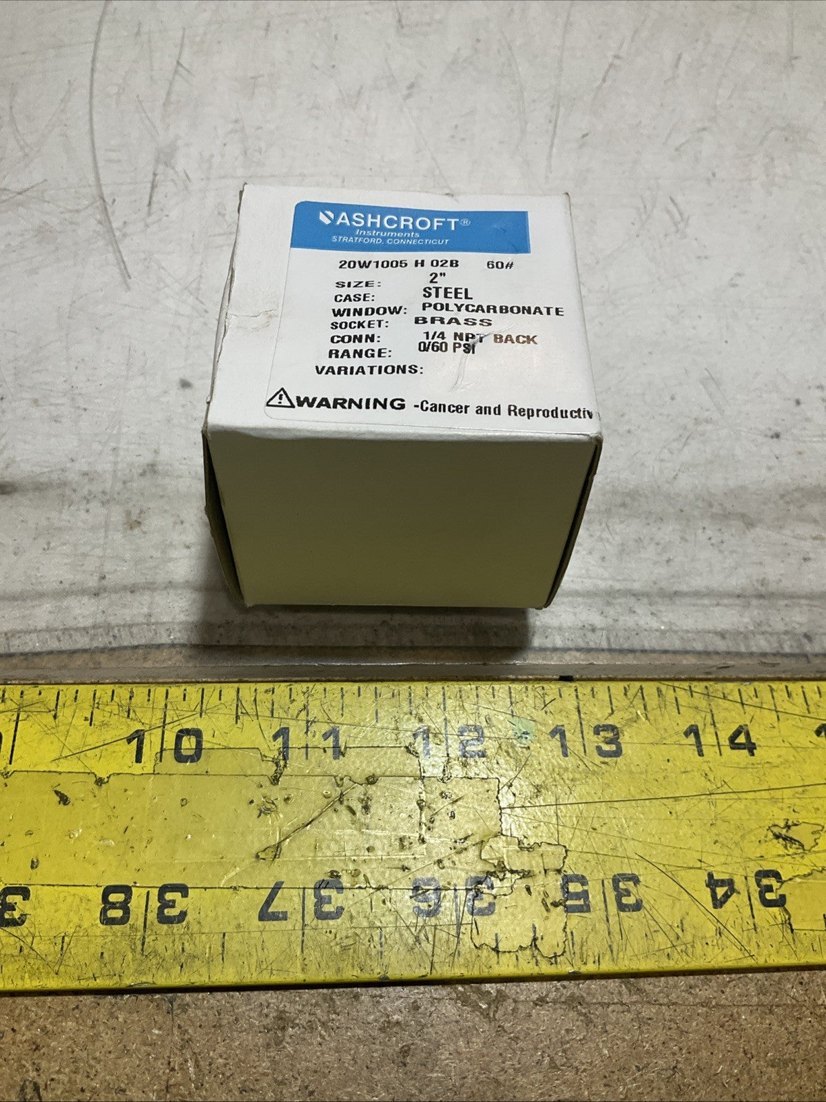 ASHCROFT 595-05 INDUSTRIAL PRESSURE GAUGE POLYCARBONATE 0/60PSI Z2M