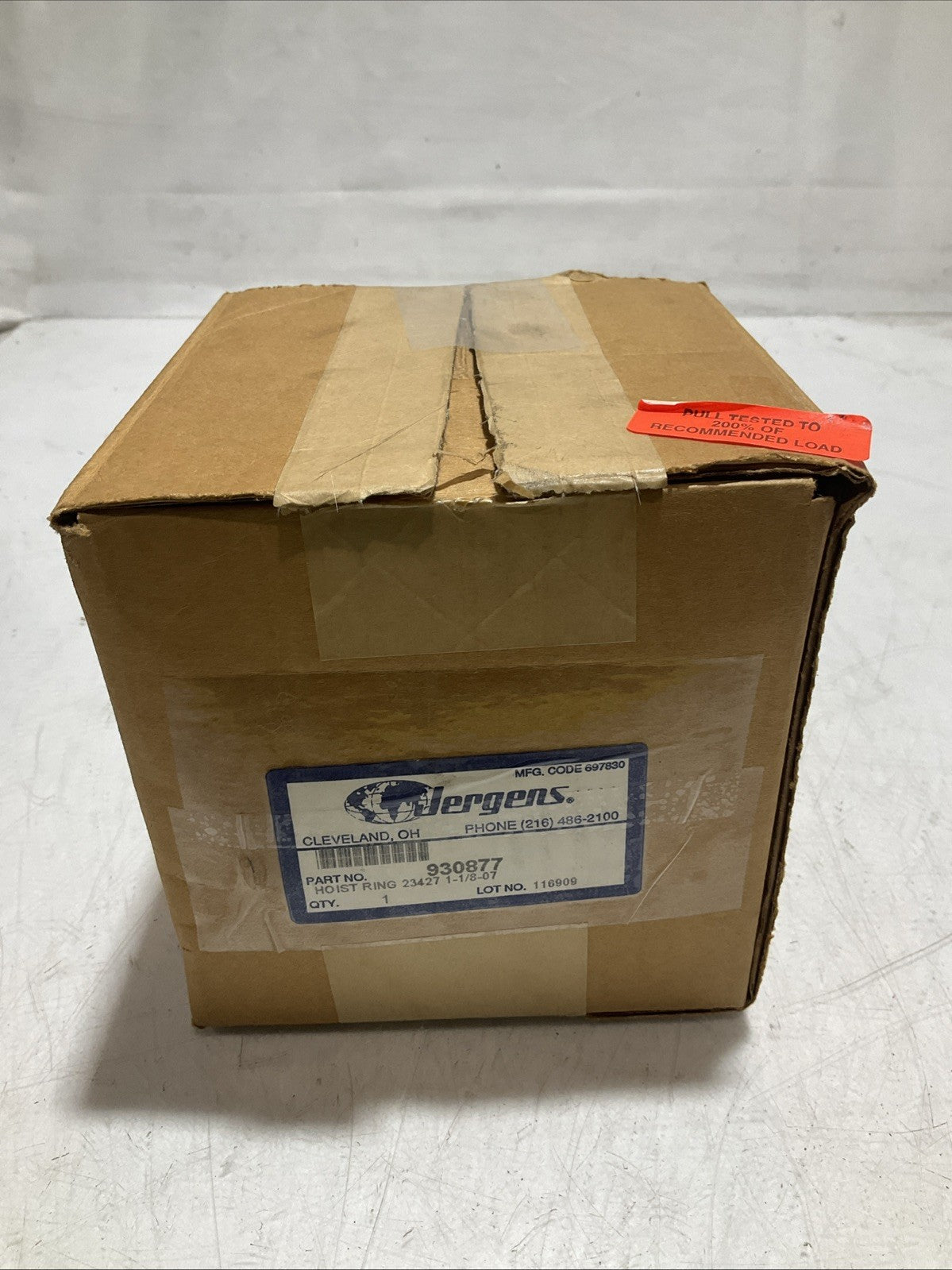 JERGENS 930877 HOIST RING TORQUE 230FT LBS RATED LOAD 10,000 LBS Z2M