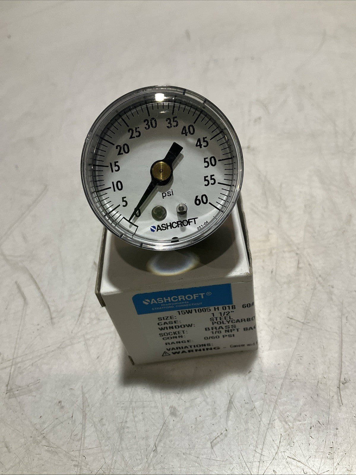 ASHCROFT 221-04 INDUSTRIAL PRESSURE GAUGE POLYCARBONATE 0-60PSI LOT OF 3 Z2M