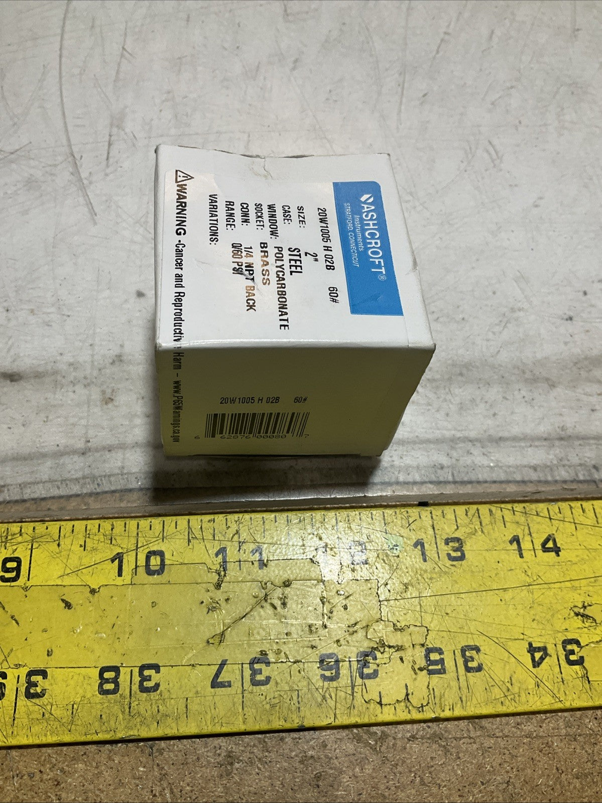 ASHCROFT 595-05 INDUSTRIAL PRESSURE GAUGE POLYCARBONATE 0/60PSI Z2M