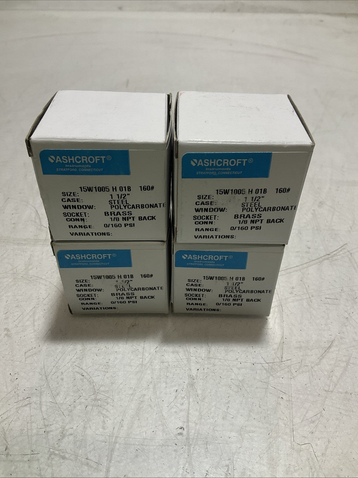 ASHCROFT 221-06 INDUSTRIAL PRESSURE GAUGE POLYCARBONATE 01/160PSI LOT OF 4 Z2M