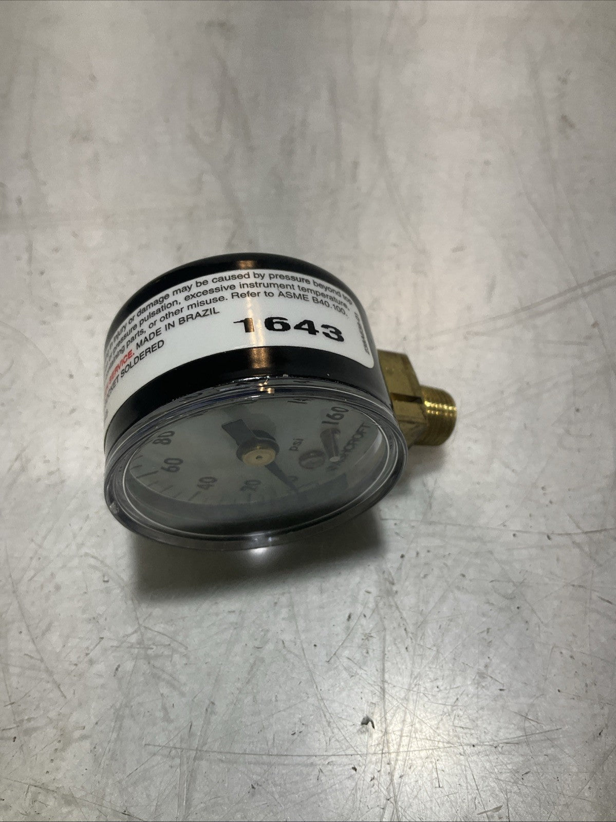 ASHCROFT 331-06 INDUSTRIAL PRESSURE GAUGE POLYCARBONATE BRASS 0-160PSI Z2M