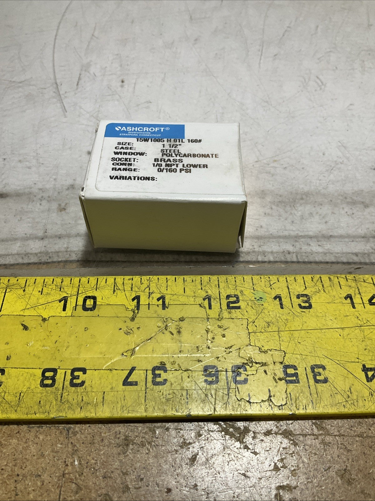 ASHCROFT 331-06 INDUSTRIAL PRESSURE GAUGE POLYCARBONATE BRASS 0-160PSI Z2M