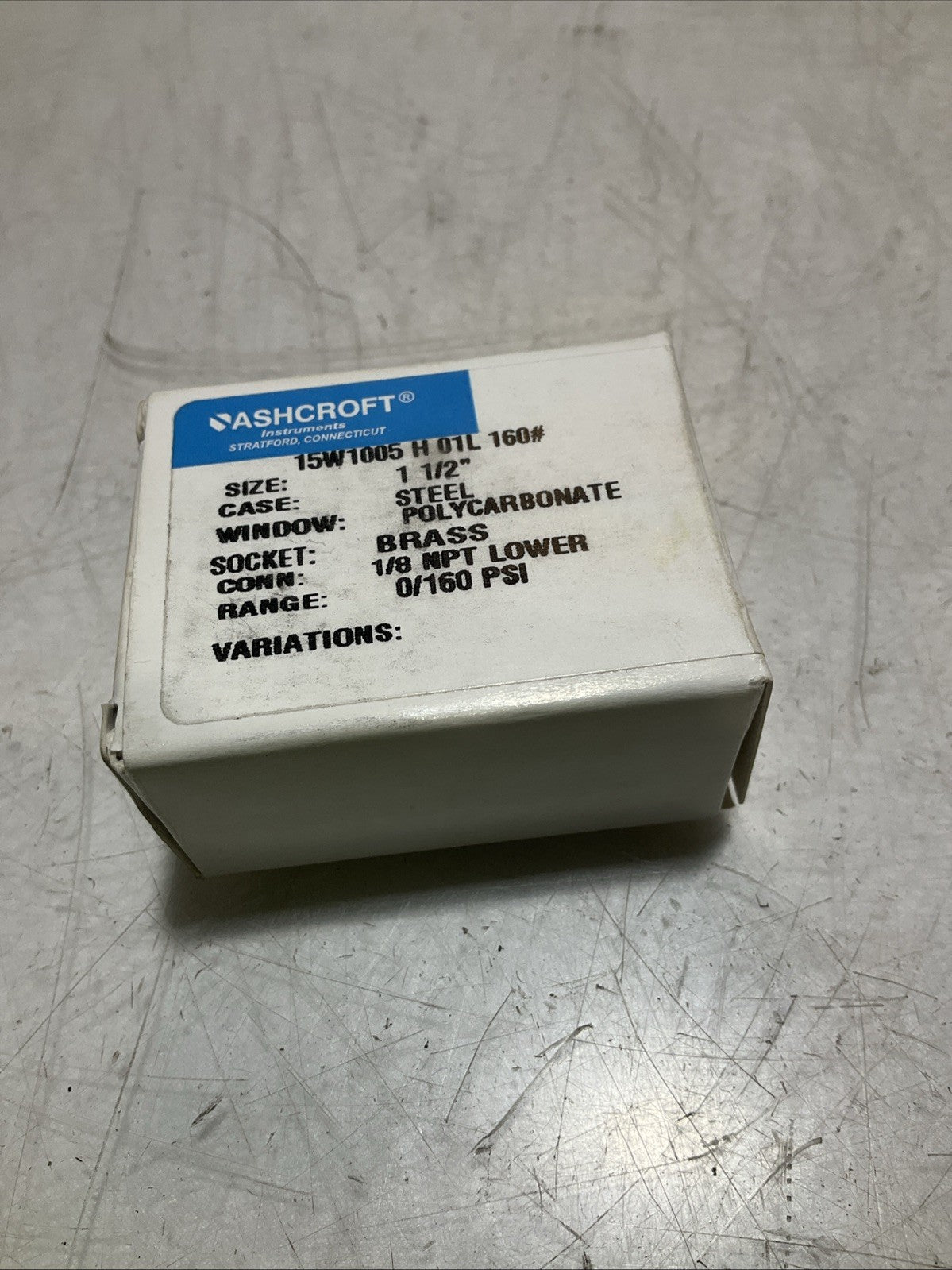 ASHCROFT 331-06 INDUSTRIAL PRESSURE GAUGE POLYCARBONATE BRASS 0-160PSI Z2M