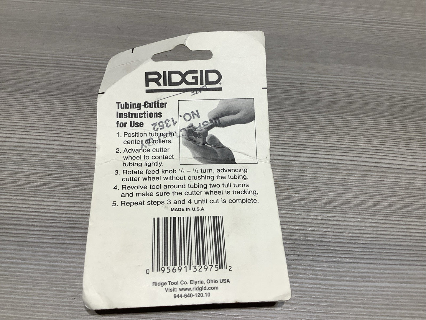 RIDGID MODEL NO. 103 TUBING CUTTER CAT. NO. 3297 Z2M