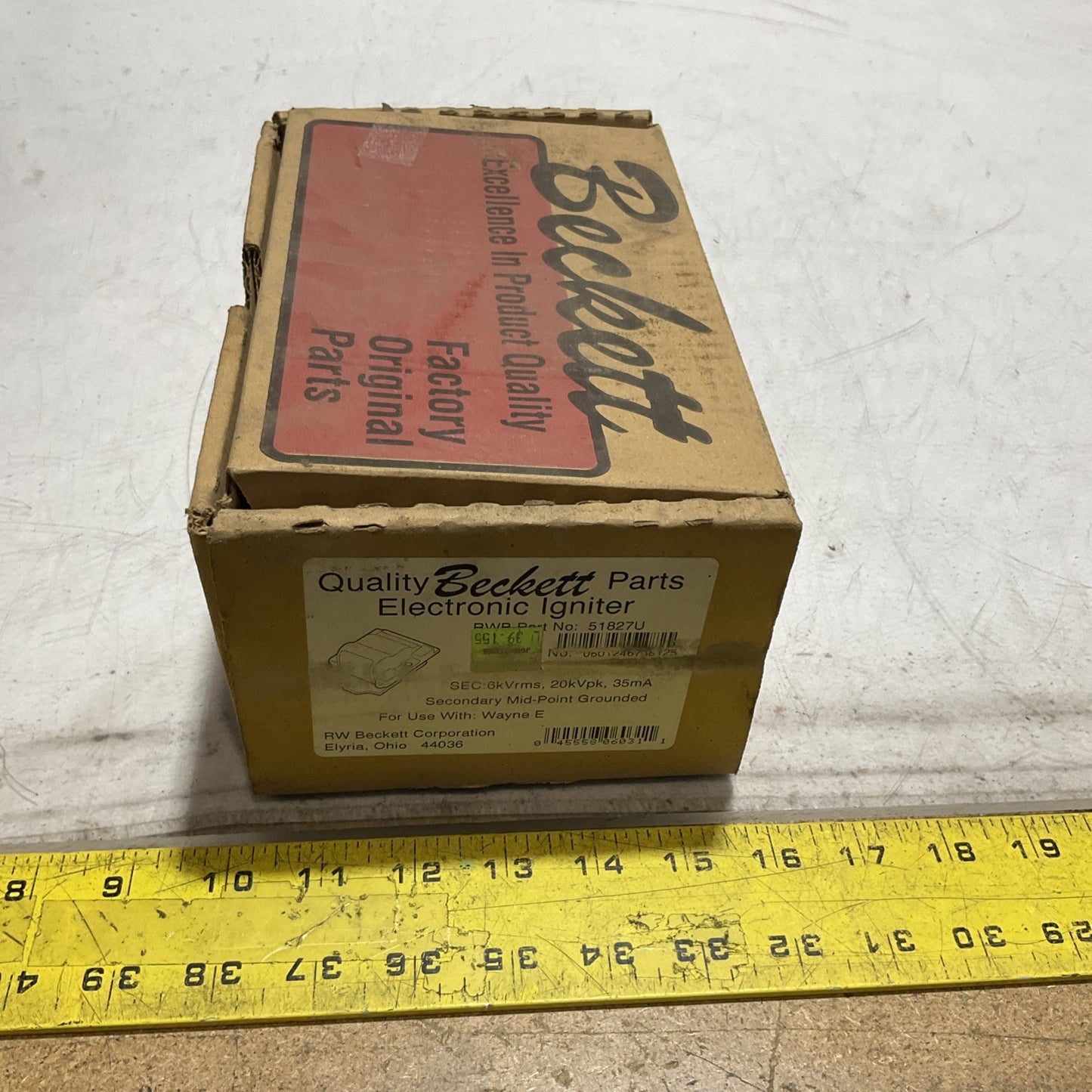 BECKETT 51827U OIL BURNER IGNITION TRANSFORMER Y2M