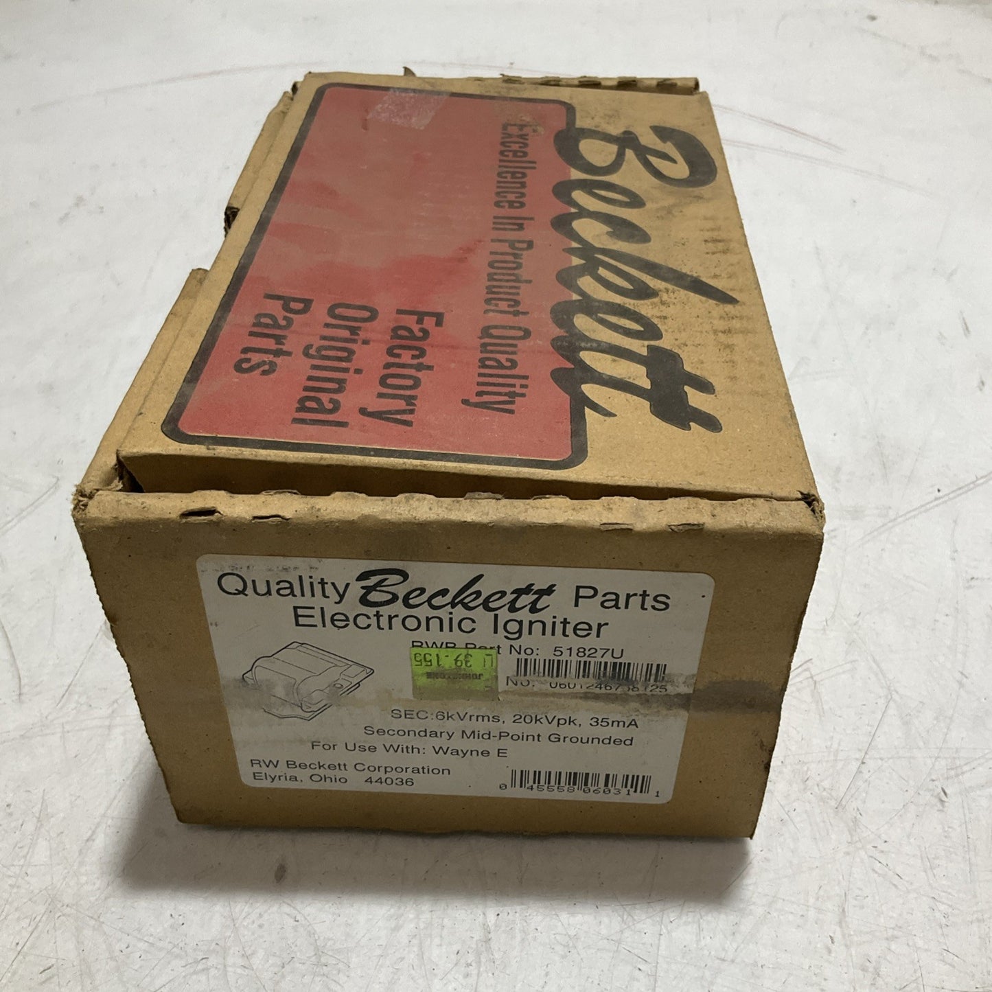 BECKETT 51827U OIL BURNER IGNITION TRANSFORMER Y2M