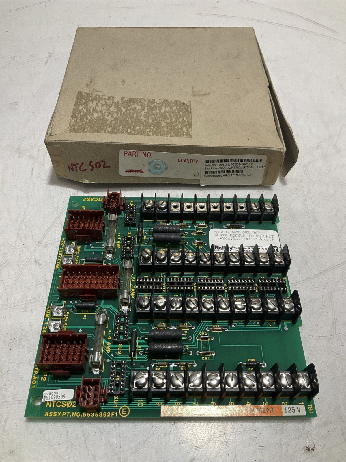 BAILEY NTCS02-6635392F1 CONTROL MODULE TERMINAL CIRCUIT UNIT 125VDC Y2M