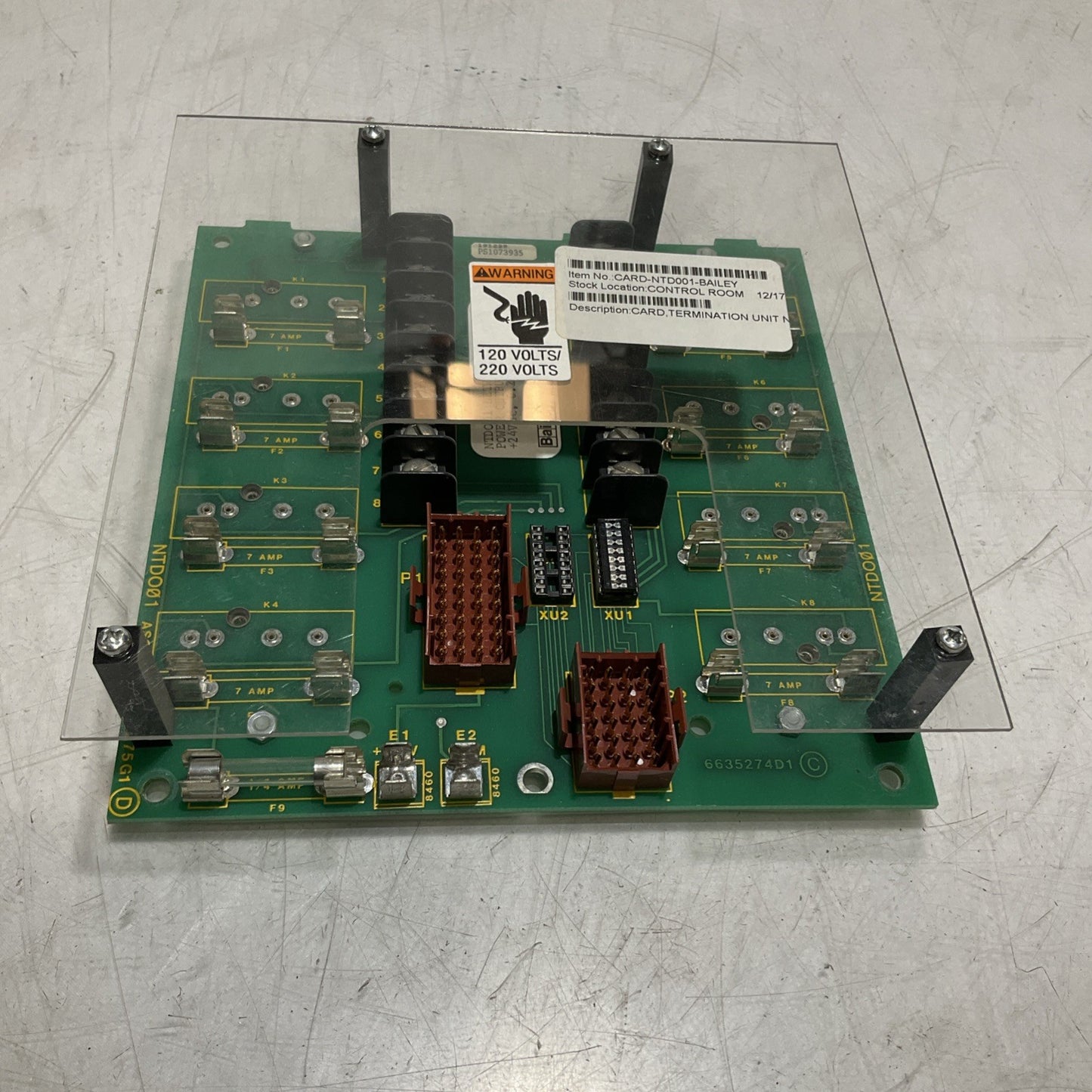 ABB; BAILEY NTD001 NETWORK 90 POWER OUTPUT CARD TERMIN UNIT CIRCUIT BOARD Y2M