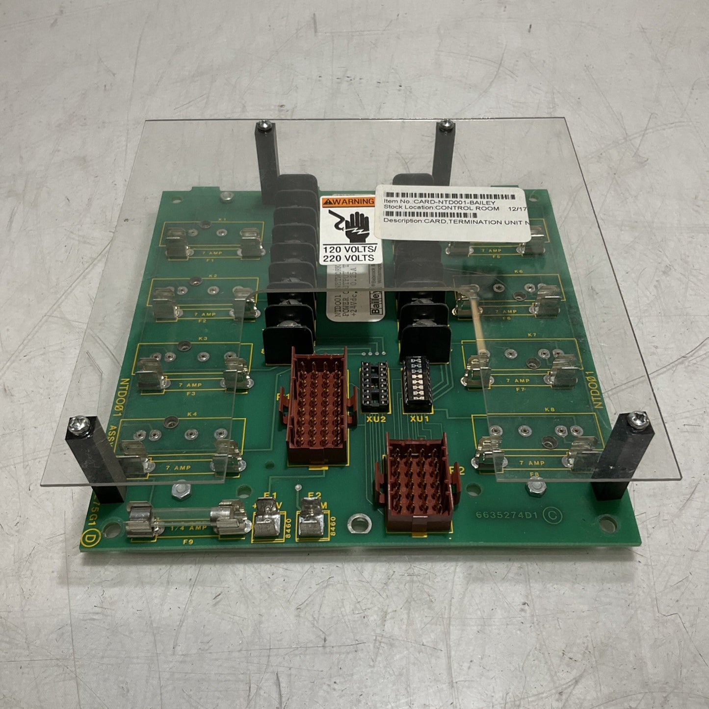ABB; BAILEY NTD001 NETWORK 90 POWER OUTPUT CARD TERMIN UNIT CIRCUIT BOARD Y2M